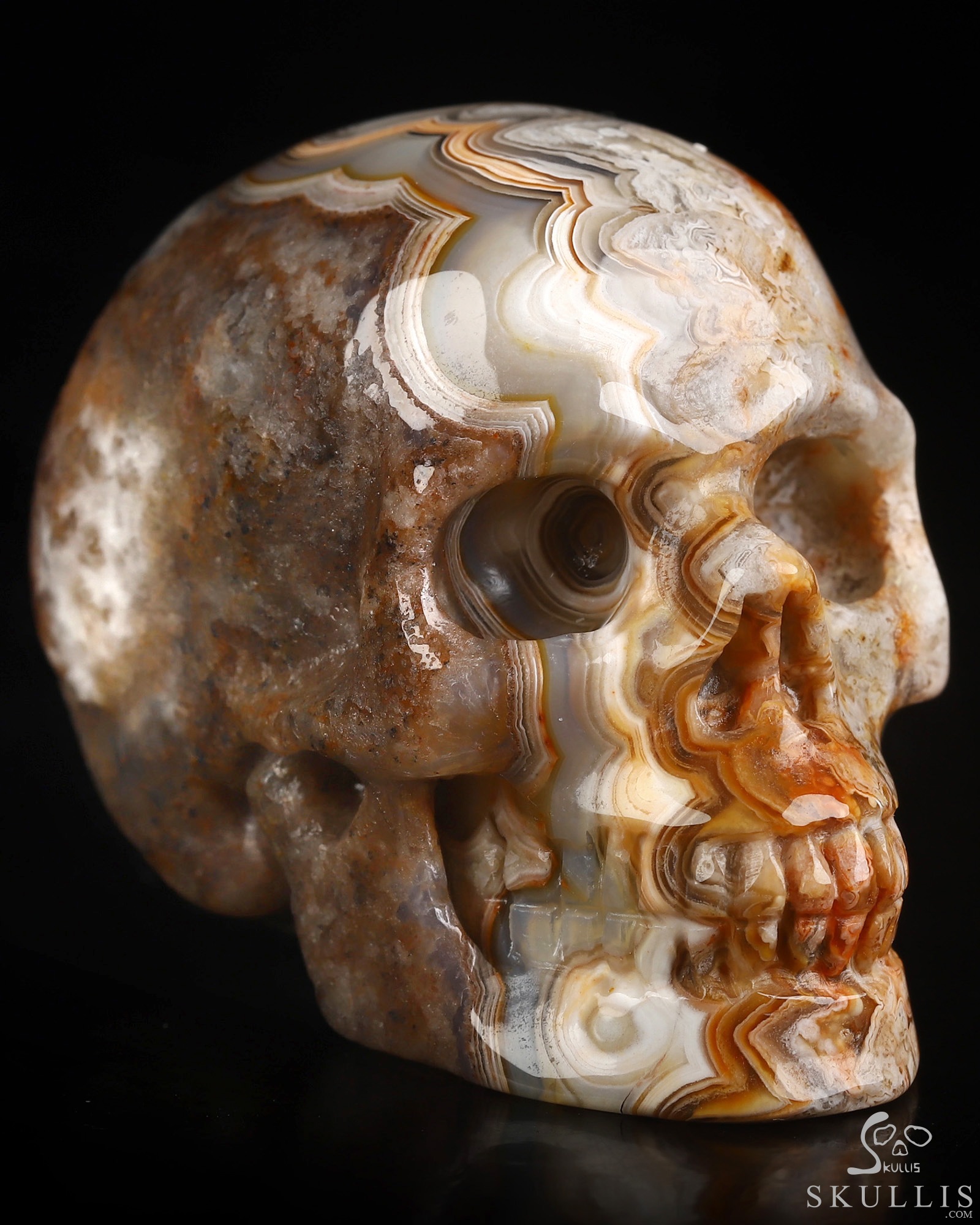 Gemstone 2.0" Red Crazy Lace Agate Hand Carved Crystal Skull, Realistic, Crystal Healing Gemstone 2.0" Red Crazy Lace Agate Hand Carved Crystal Skull, Realistic, Crystal Healing