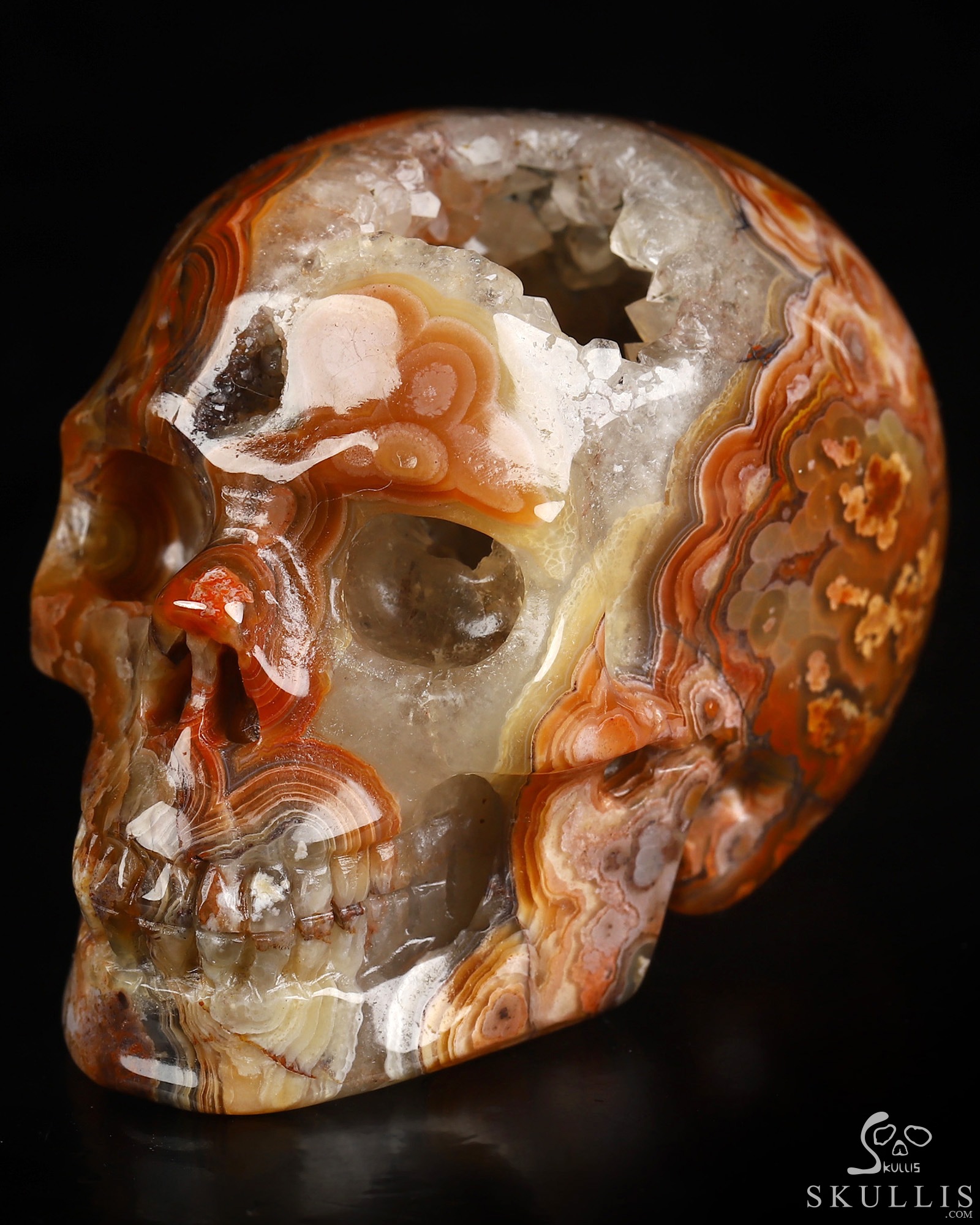 Gemstone 2.0" Red Crazy Lace Agate Hand Carved Crystal Skull, Realistic, Crystal Healing Gemstone 2.0" Red Crazy Lace Agate Hand Carved Crystal Skull, Realistic, Crystal Healing