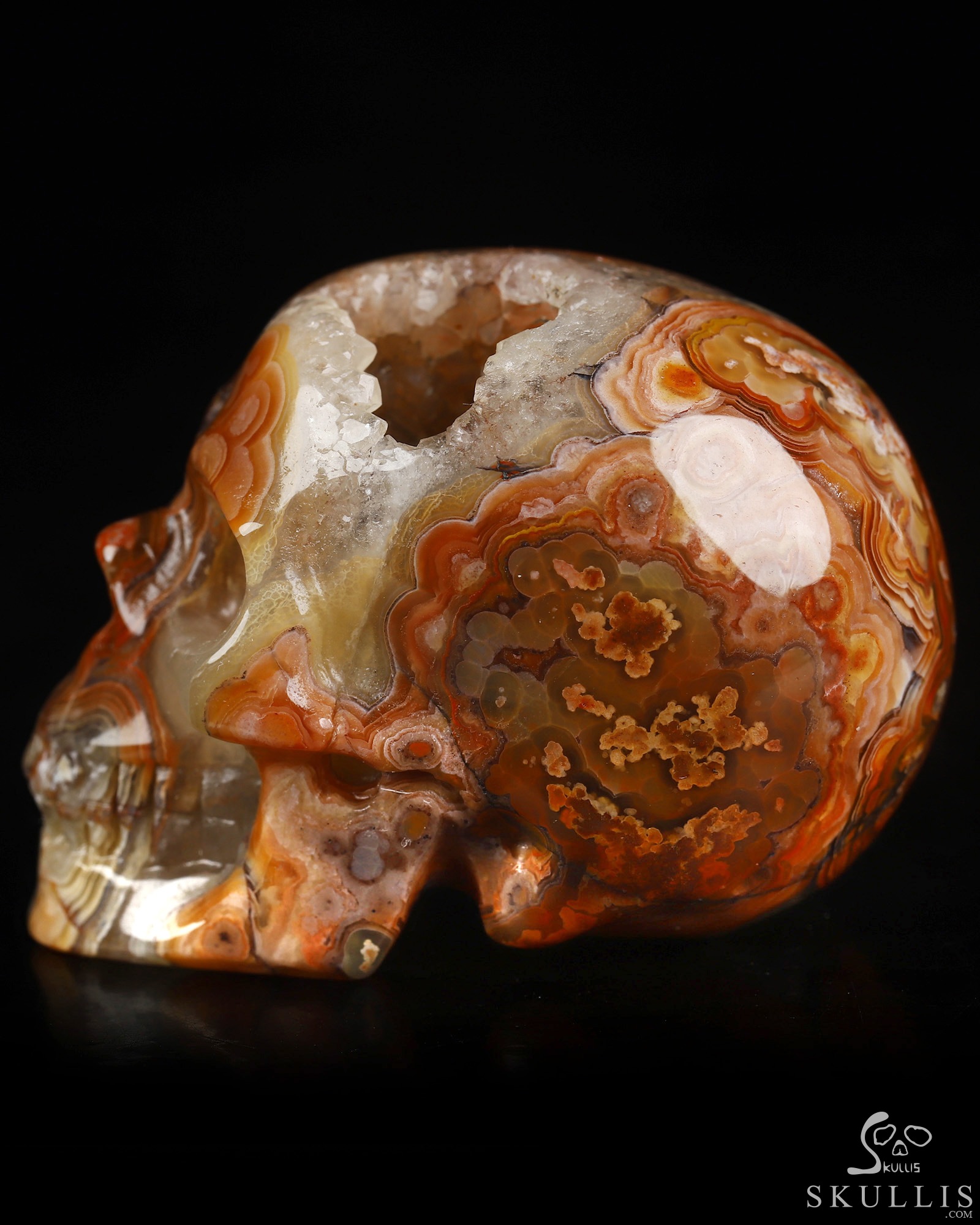 Gemstone 2.0" Red Crazy Lace Agate Hand Carved Crystal Skull, Realistic, Crystal Healing Gemstone 2.0" Red Crazy Lace Agate Hand Carved Crystal Skull, Realistic, Crystal Healing