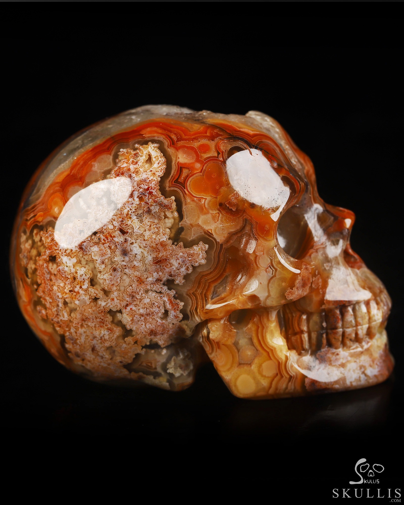 Gemstone 2.0" Red Crazy Lace Agate Hand Carved Crystal Skull, Realistic, Crystal Healing Gemstone 2.0" Red Crazy Lace Agate Hand Carved Crystal Skull, Realistic, Crystal Healing