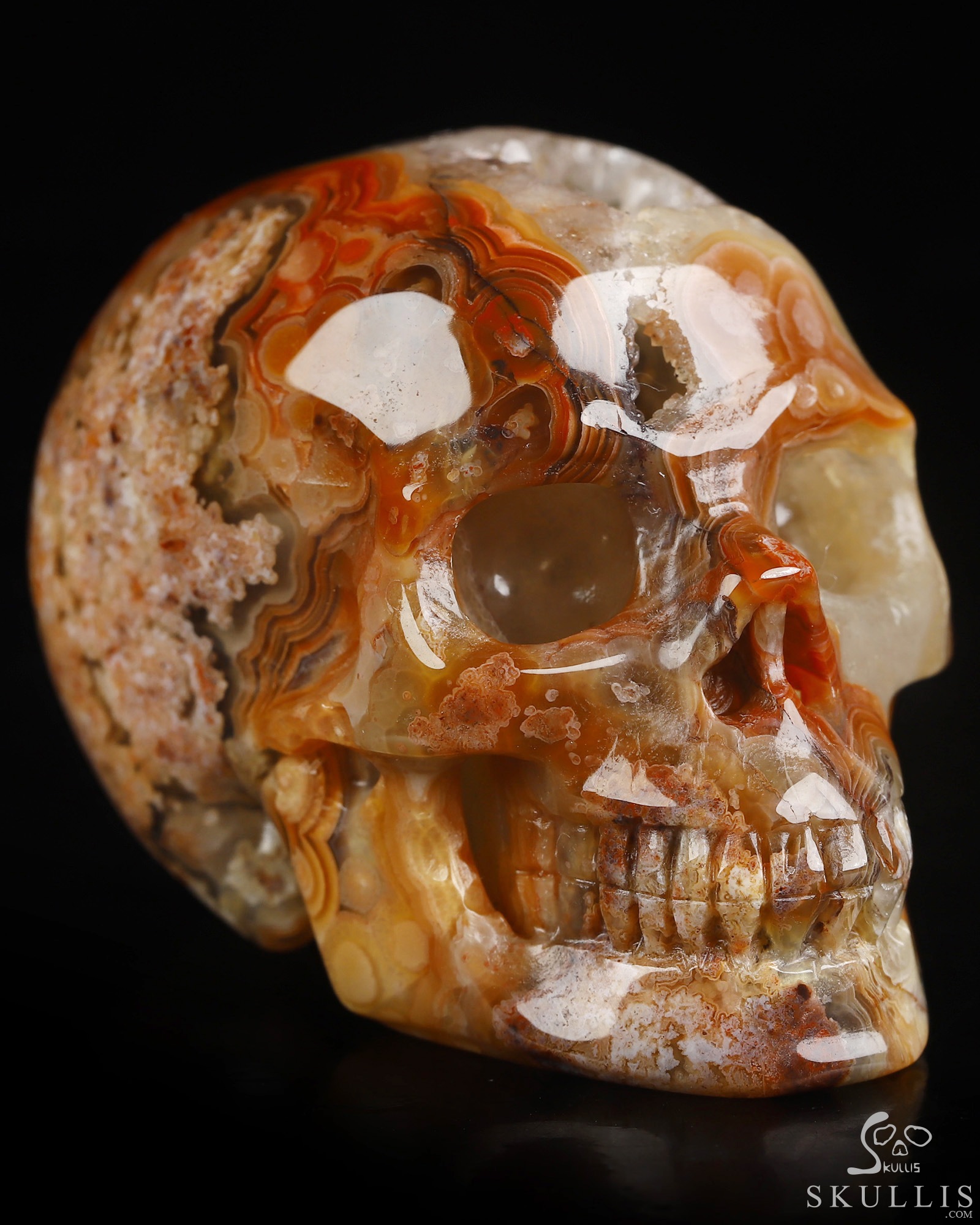 Gemstone 2.0" Red Crazy Lace Agate Hand Carved Crystal Skull, Realistic, Crystal Healing Gemstone 2.0" Red Crazy Lace Agate Hand Carved Crystal Skull, Realistic, Crystal Healing