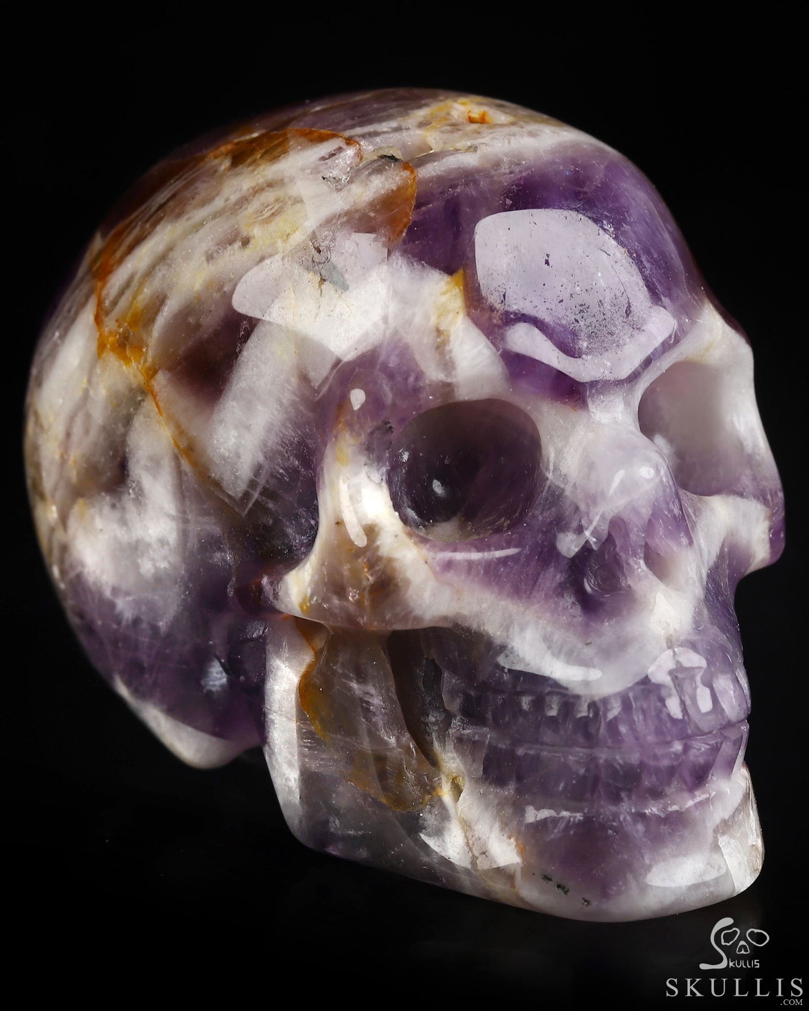 2.0" Dream Chevron Amethyst Hand Carved Crystal Skull, Realistic, Crystal Healing 2.0" Dream Chevron Amethyst Hand Carved Crystal Skull, Realistic, Crystal Healing