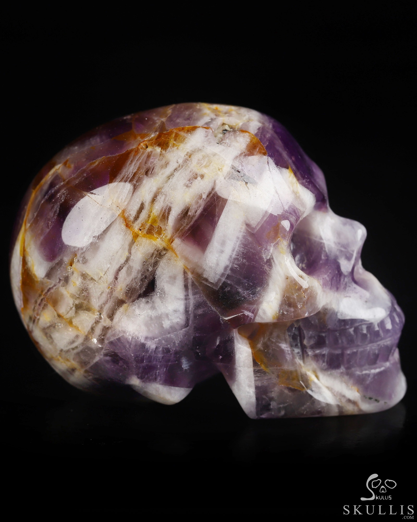 2.0" Dream Chevron Amethyst Hand Carved Crystal Skull, Realistic, Crystal Healing 2.0" Dream Chevron Amethyst Hand Carved Crystal Skull, Realistic, Crystal Healing