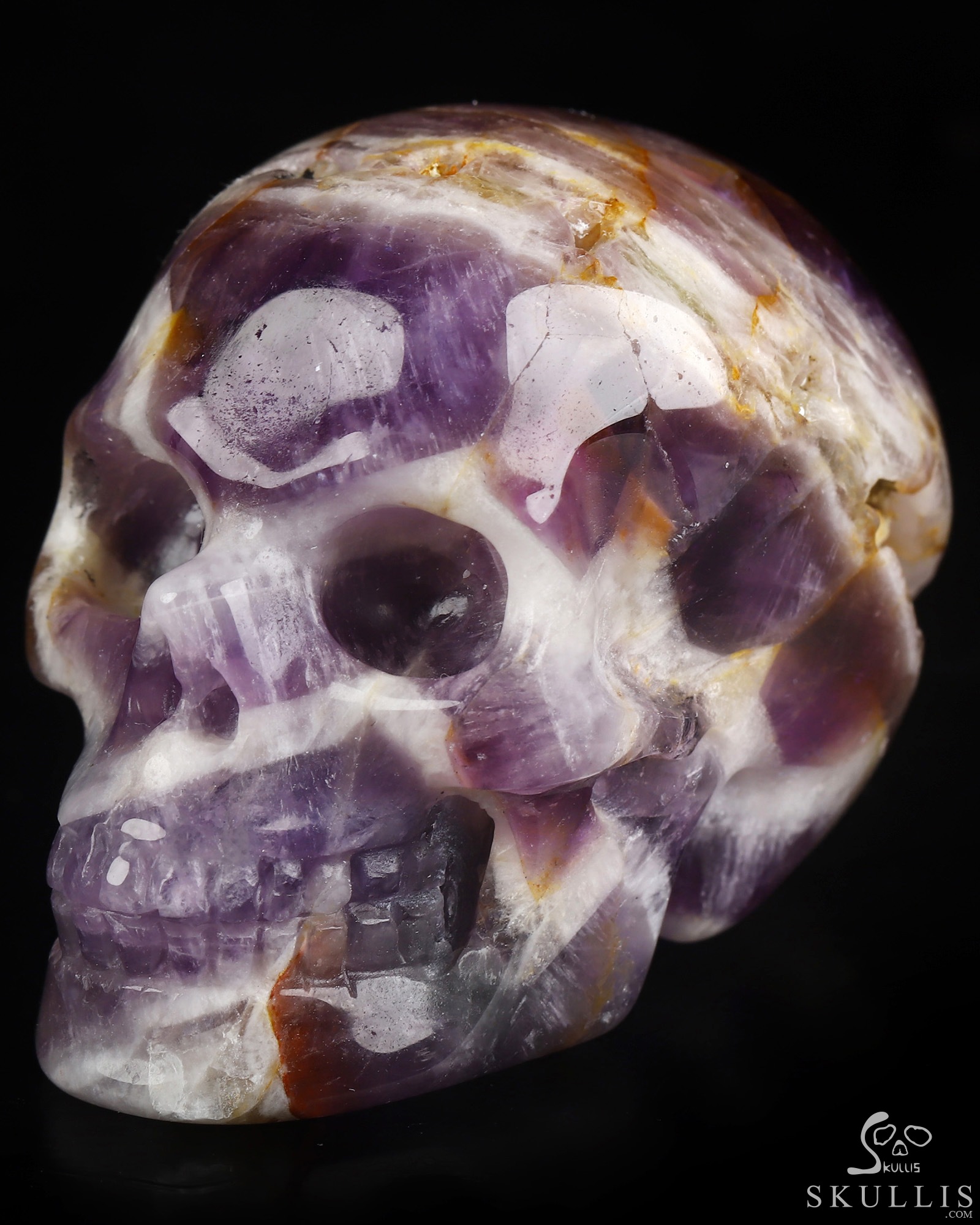 2.0" Dream Chevron Amethyst Hand Carved Crystal Skull, Realistic, Crystal Healing 2.0" Dream Chevron Amethyst Hand Carved Crystal Skull, Realistic, Crystal Healing