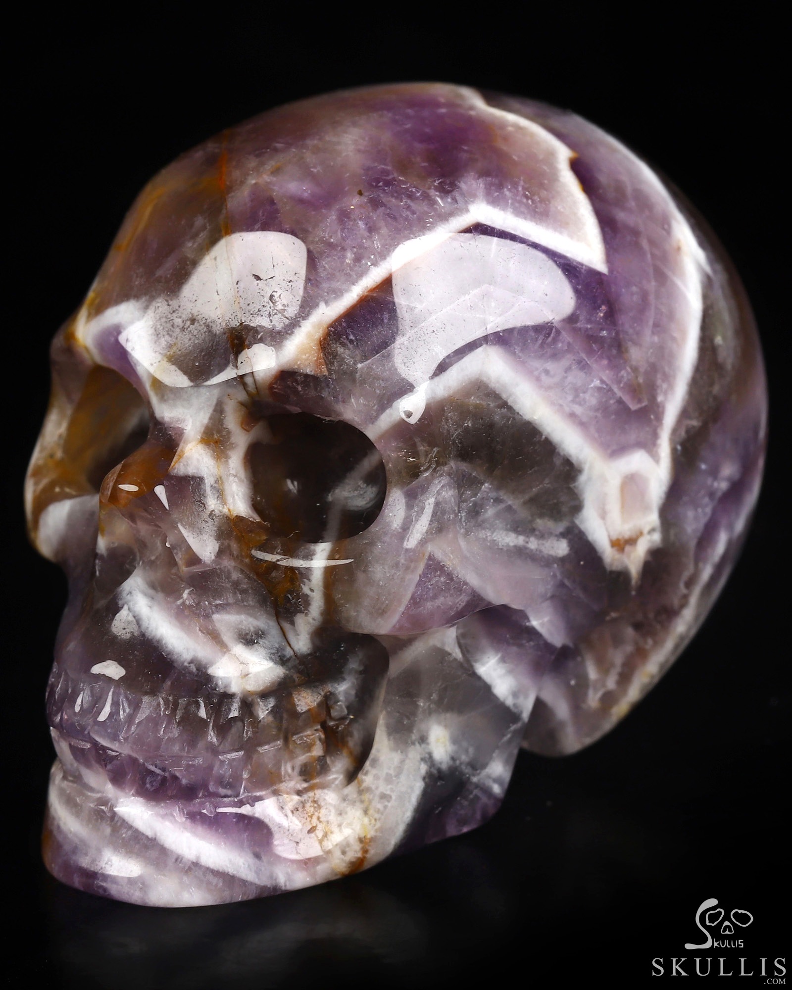 2.0" Dream Chevron Amethyst Hand Carved Crystal Skull, Realistic, Crystal Healing 2.0" Dream Chevron Amethyst Hand Carved Crystal Skull, Realistic, Crystal Healing