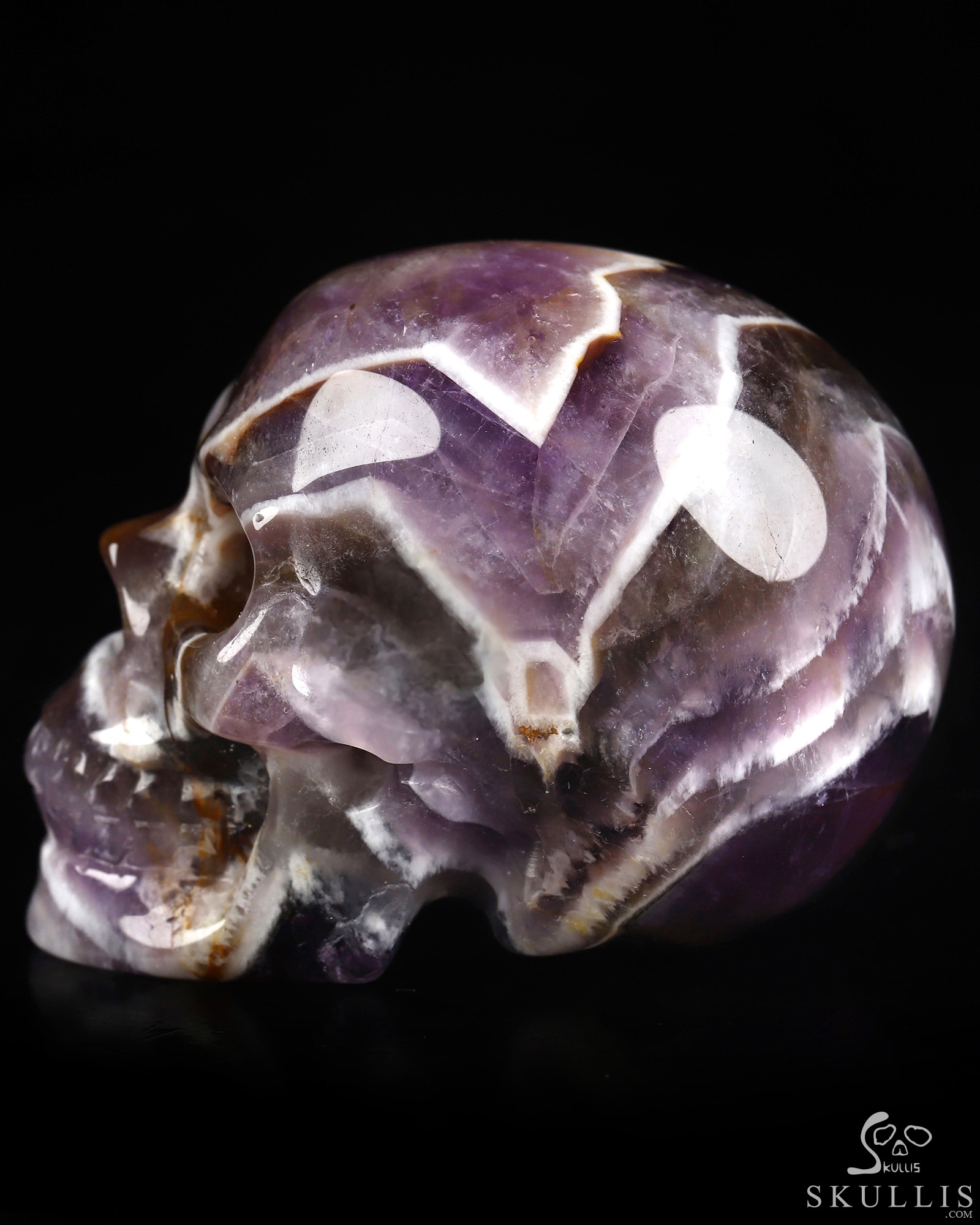 2.0" Dream Chevron Amethyst Hand Carved Crystal Skull, Realistic, Crystal Healing 2.0" Dream Chevron Amethyst Hand Carved Crystal Skull, Realistic, Crystal Healing