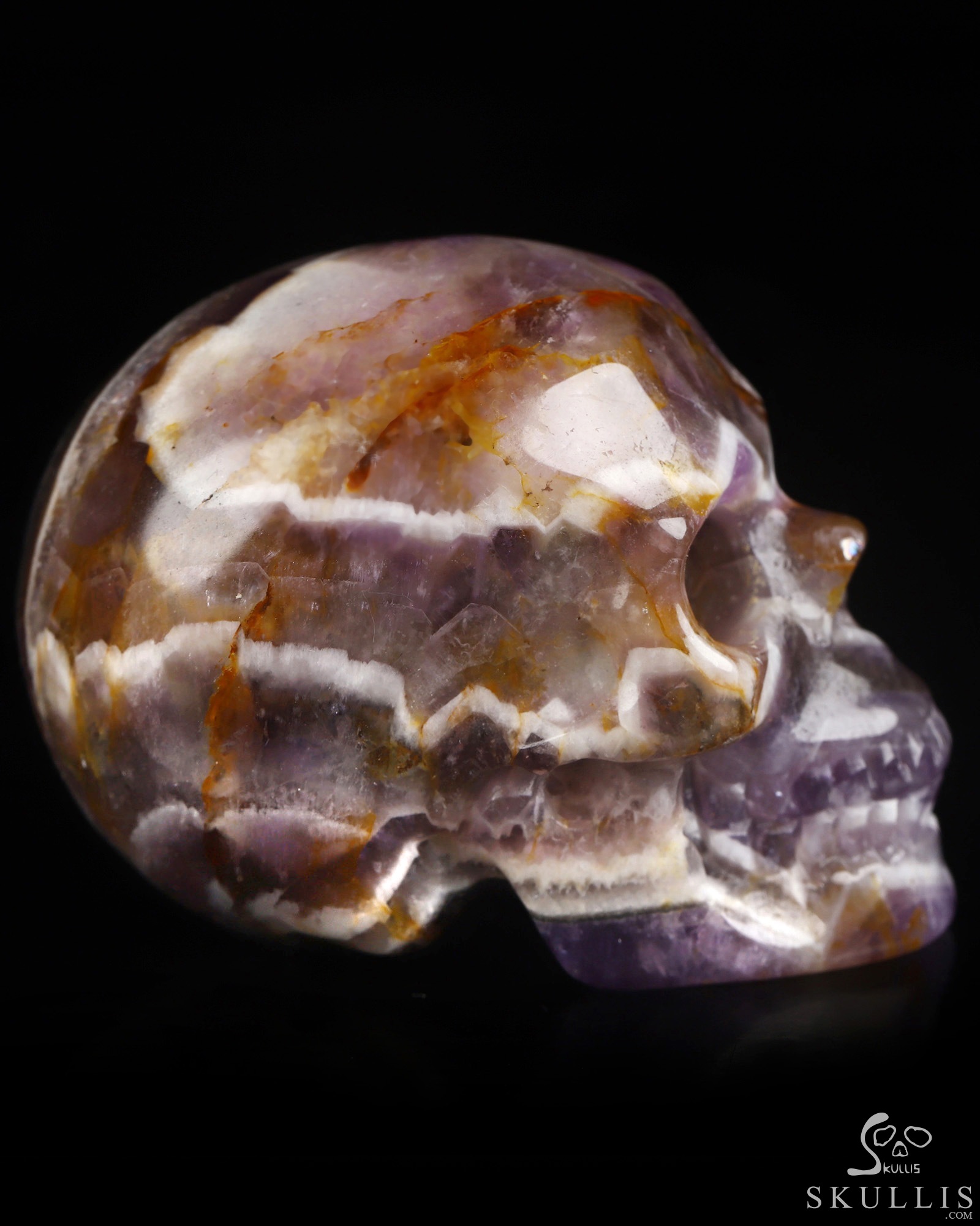 2.0" Dream Chevron Amethyst Hand Carved Crystal Skull, Realistic, Crystal Healing 2.0" Dream Chevron Amethyst Hand Carved Crystal Skull, Realistic, Crystal Healing