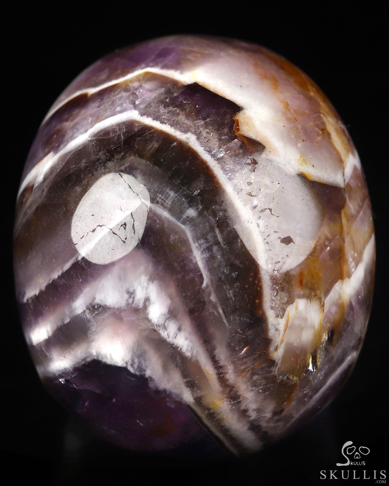 2.0" Dream Chevron Amethyst Hand Carved Crystal Skull, Realistic, Crystal Healing 2.0" Dream Chevron Amethyst Hand Carved Crystal Skull, Realistic, Crystal Healing