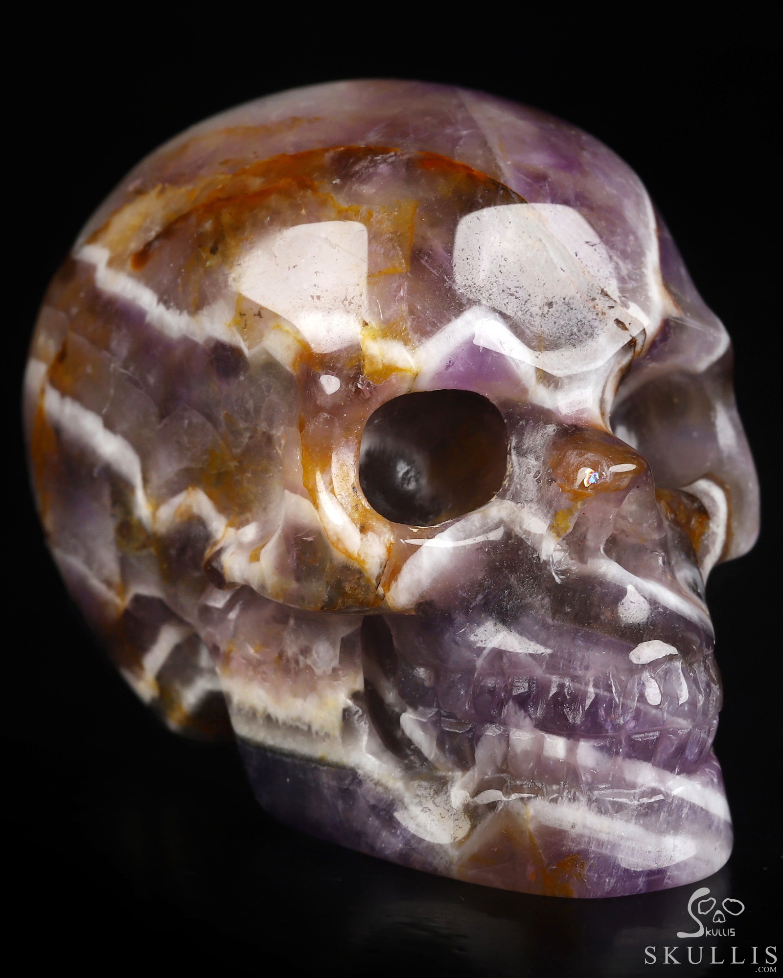 2.0" Dream Chevron Amethyst Hand Carved Crystal Skull, Realistic, Crystal Healing 2.0" Dream Chevron Amethyst Hand Carved Crystal Skull, Realistic, Crystal Healing
