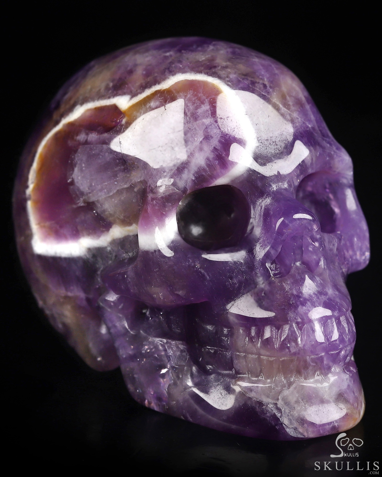 2.0" Dream Chevron Amethyst Hand Carved Crystal Skull, Realistic, Crystal Healing 2.0" Dream Chevron Amethyst Hand Carved Crystal Skull, Realistic, Crystal Healing