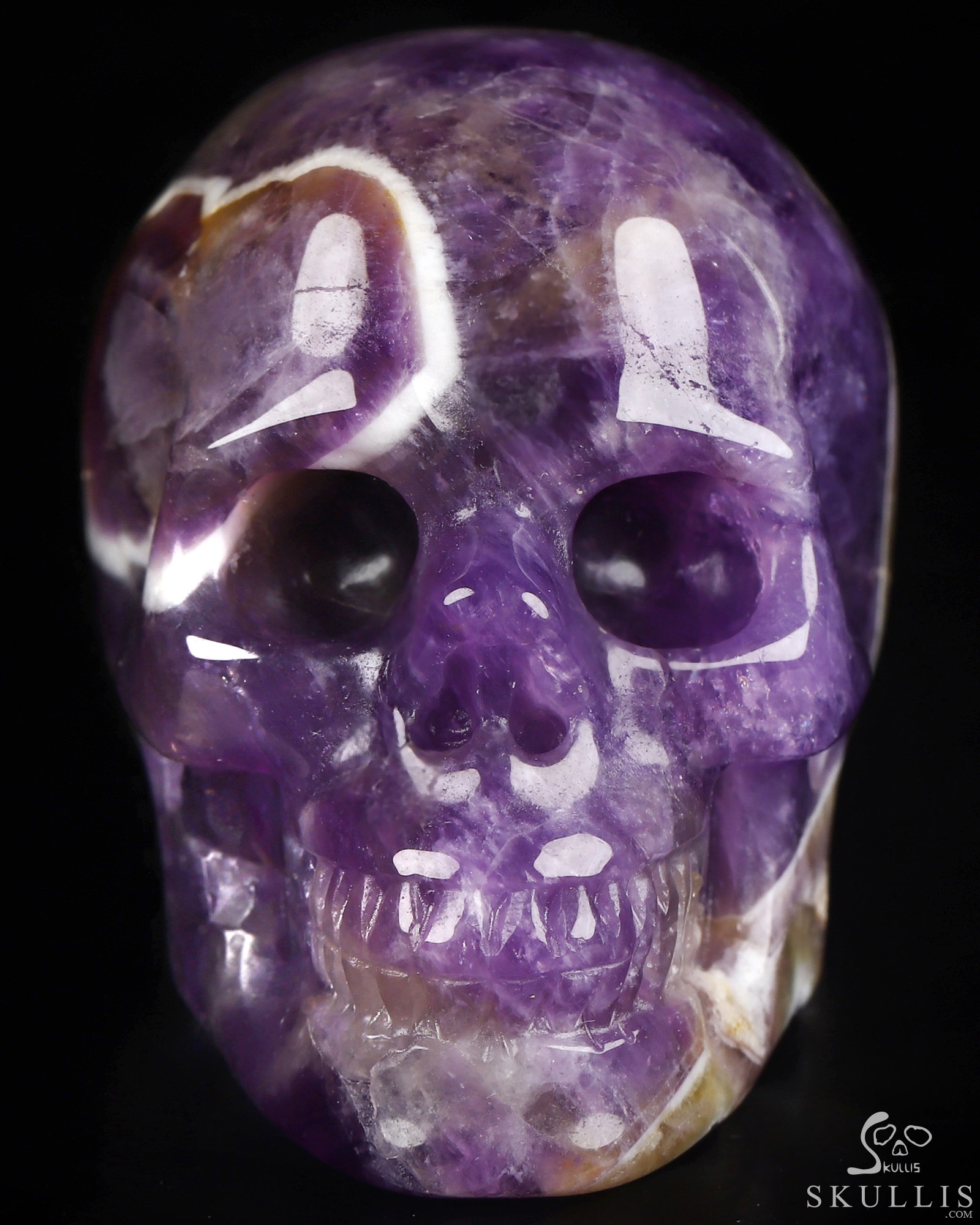2.0" Dream Chevron Amethyst Hand Carved Crystal Skull, Realistic, Crystal Healing 2.0" Dream Chevron Amethyst Hand Carved Crystal Skull, Realistic, Crystal Healing