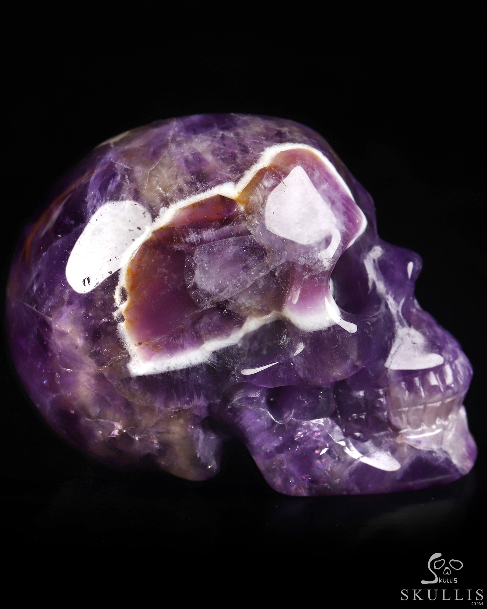 2.0" Dream Chevron Amethyst Hand Carved Crystal Skull, Realistic, Crystal Healing 2.0" Dream Chevron Amethyst Hand Carved Crystal Skull, Realistic, Crystal Healing