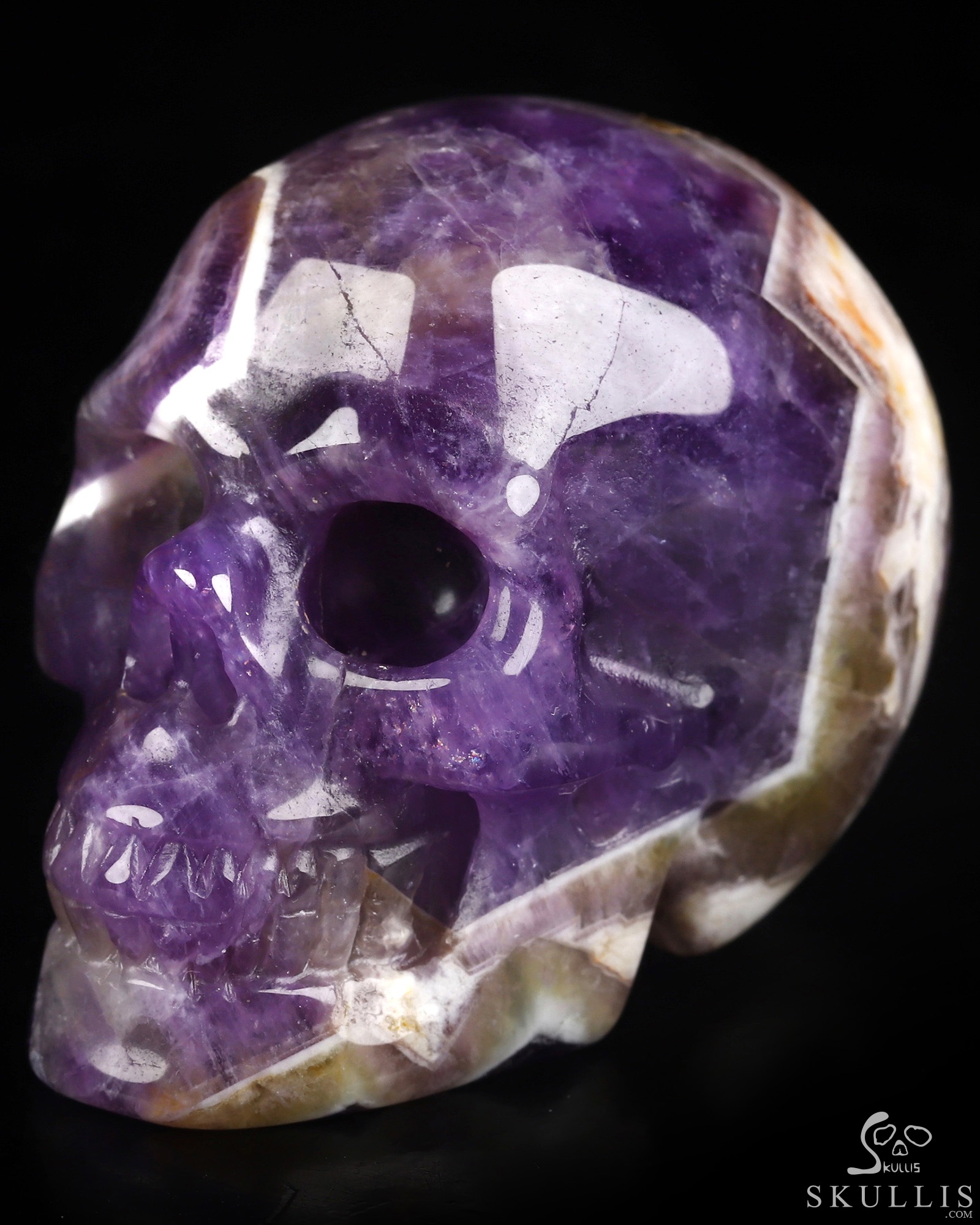 2.0" Dream Chevron Amethyst Hand Carved Crystal Skull, Realistic, Crystal Healing 2.0" Dream Chevron Amethyst Hand Carved Crystal Skull, Realistic, Crystal Healing