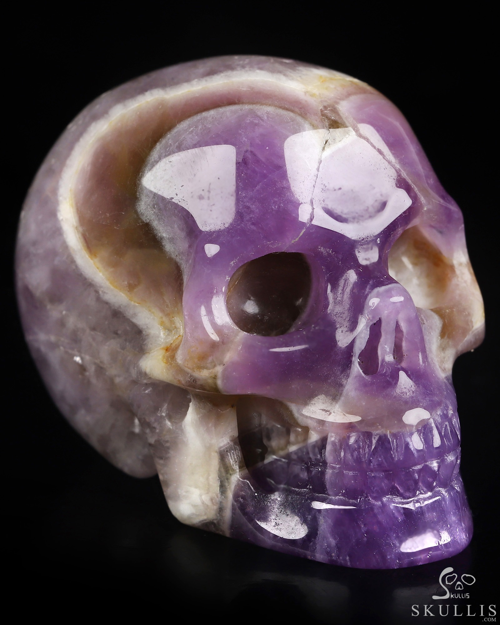 2.0" Dream Chevron Amethyst Hand Carved Crystal Skull, Realistic, Crystal Healing 2.0" Dream Chevron Amethyst Hand Carved Crystal Skull, Realistic, Crystal Healing