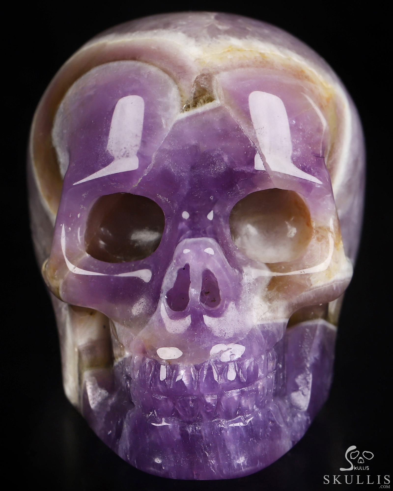 2.0" Dream Chevron Amethyst Hand Carved Crystal Skull, Realistic, Crystal Healing 2.0" Dream Chevron Amethyst Hand Carved Crystal Skull, Realistic, Crystal Healing