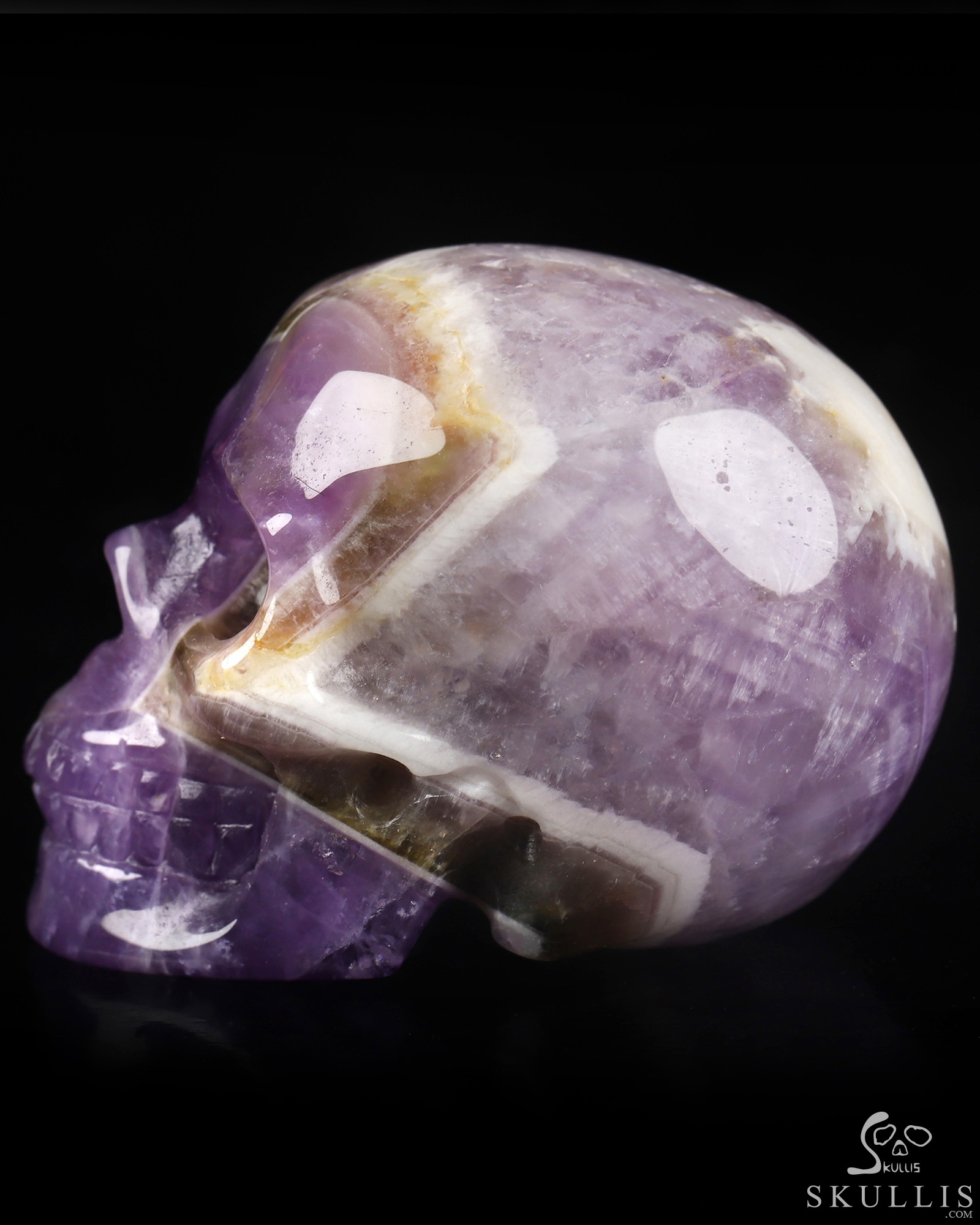 2.0" Dream Chevron Amethyst Hand Carved Crystal Skull, Realistic, Crystal Healing 2.0" Dream Chevron Amethyst Hand Carved Crystal Skull, Realistic, Crystal Healing