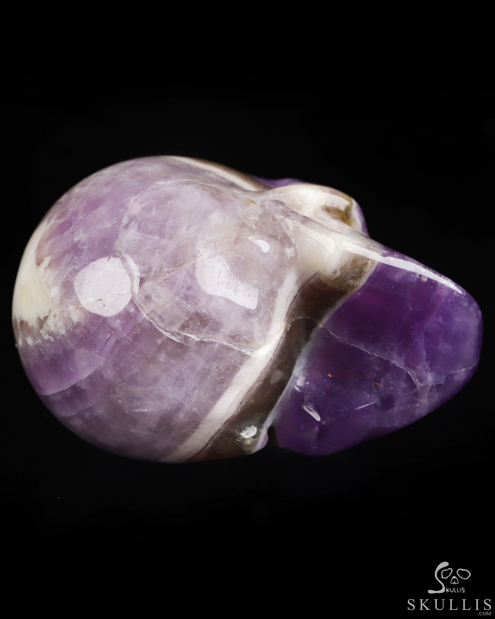 2.0" Dream Chevron Amethyst Hand Carved Crystal Skull, Realistic, Crystal Healing 2.0" Dream Chevron Amethyst Hand Carved Crystal Skull, Realistic, Crystal Healing