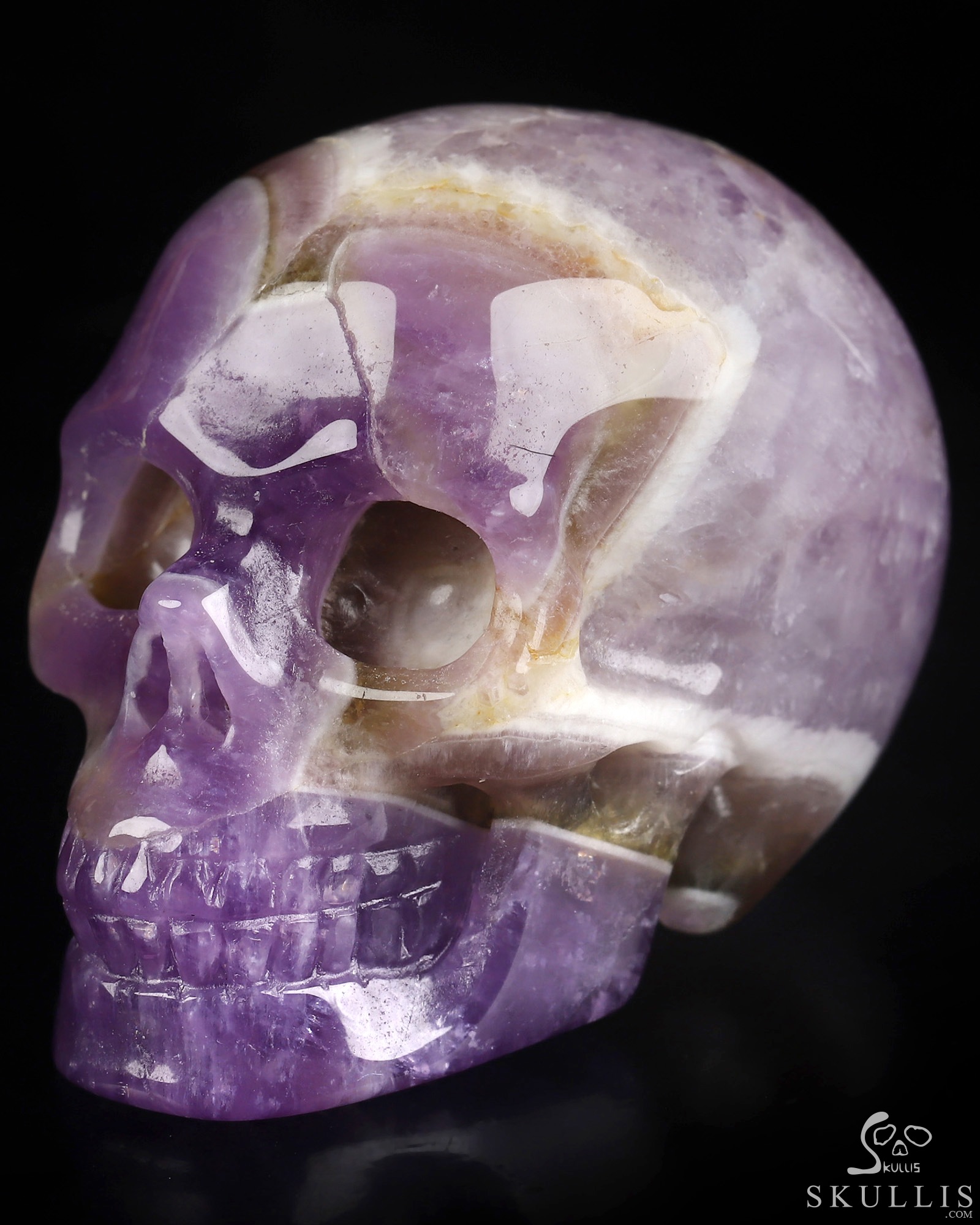 2.0" Dream Chevron Amethyst Hand Carved Crystal Skull, Realistic, Crystal Healing 2.0" Dream Chevron Amethyst Hand Carved Crystal Skull, Realistic, Crystal Healing