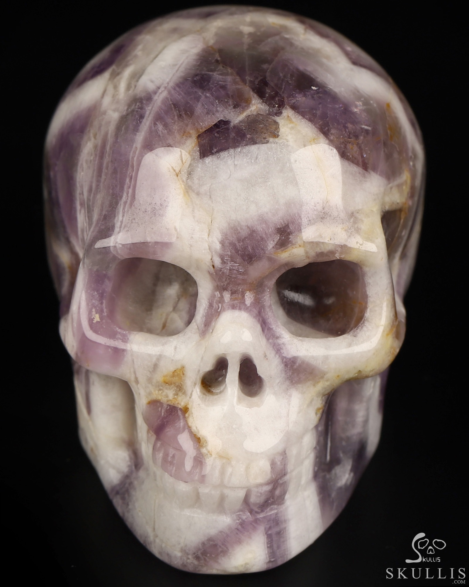 2.0" Dream Chevron Amethyst Hand Carved Crystal Skull, Realistic, Crystal Healing 2.0" Dream Chevron Amethyst Hand Carved Crystal Skull, Realistic, Crystal Healing