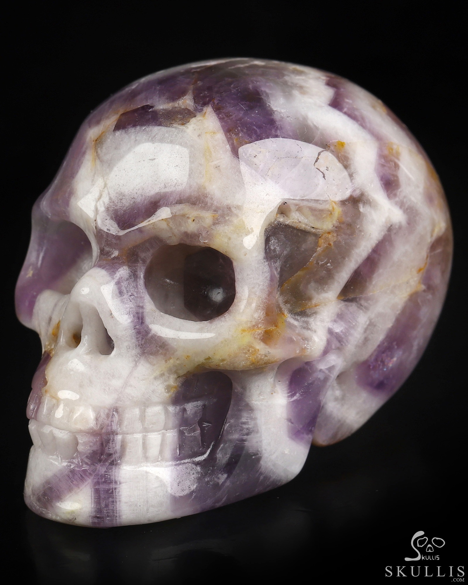 2.0" Dream Chevron Amethyst Hand Carved Crystal Skull, Realistic, Crystal Healing 2.0" Dream Chevron Amethyst Hand Carved Crystal Skull, Realistic, Crystal Healing