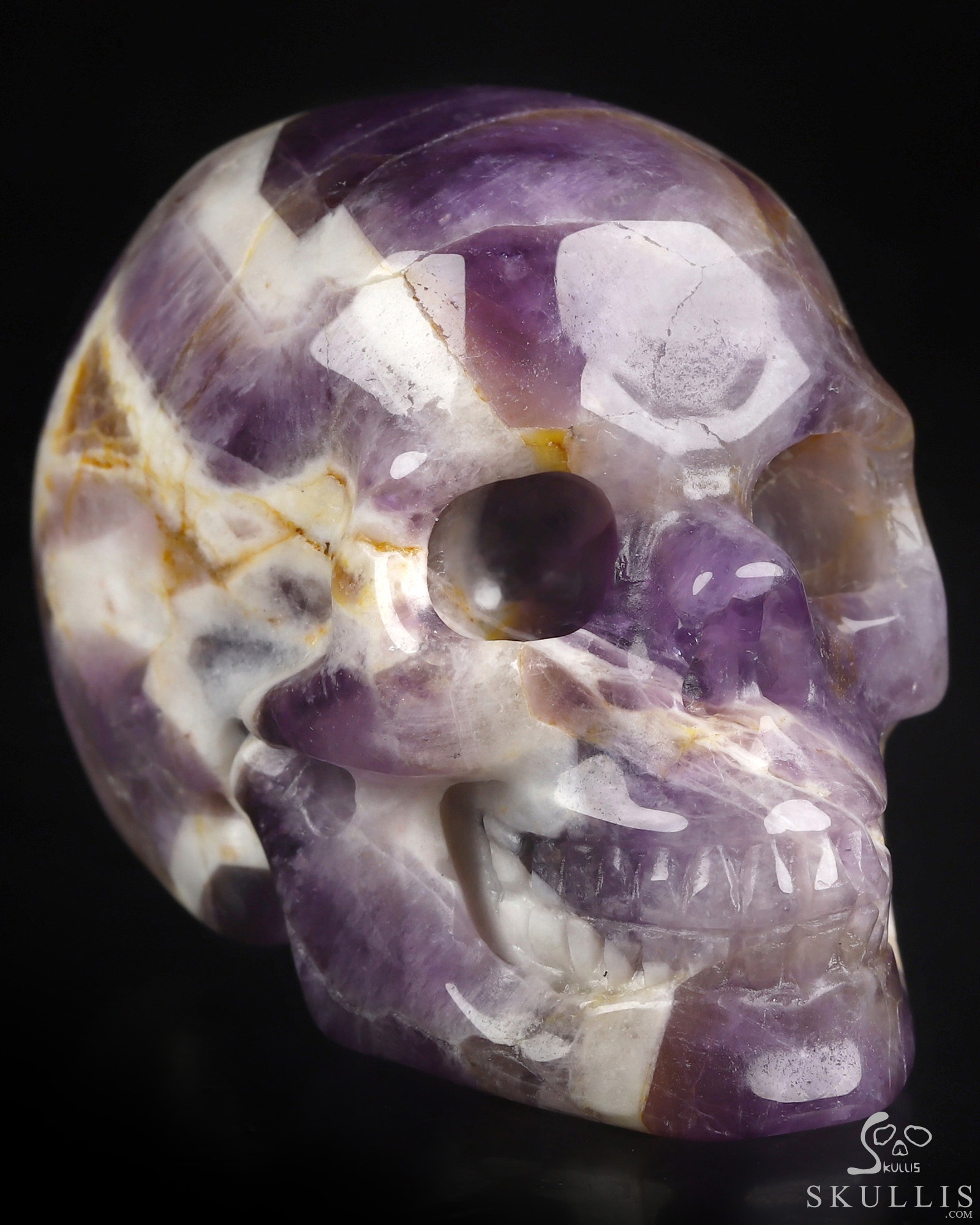 2.0" Dream Chevron Amethyst Hand Carved Crystal Skull, Realistic, Crystal Healing 2.0" Dream Chevron Amethyst Hand Carved Crystal Skull, Realistic, Crystal Healing