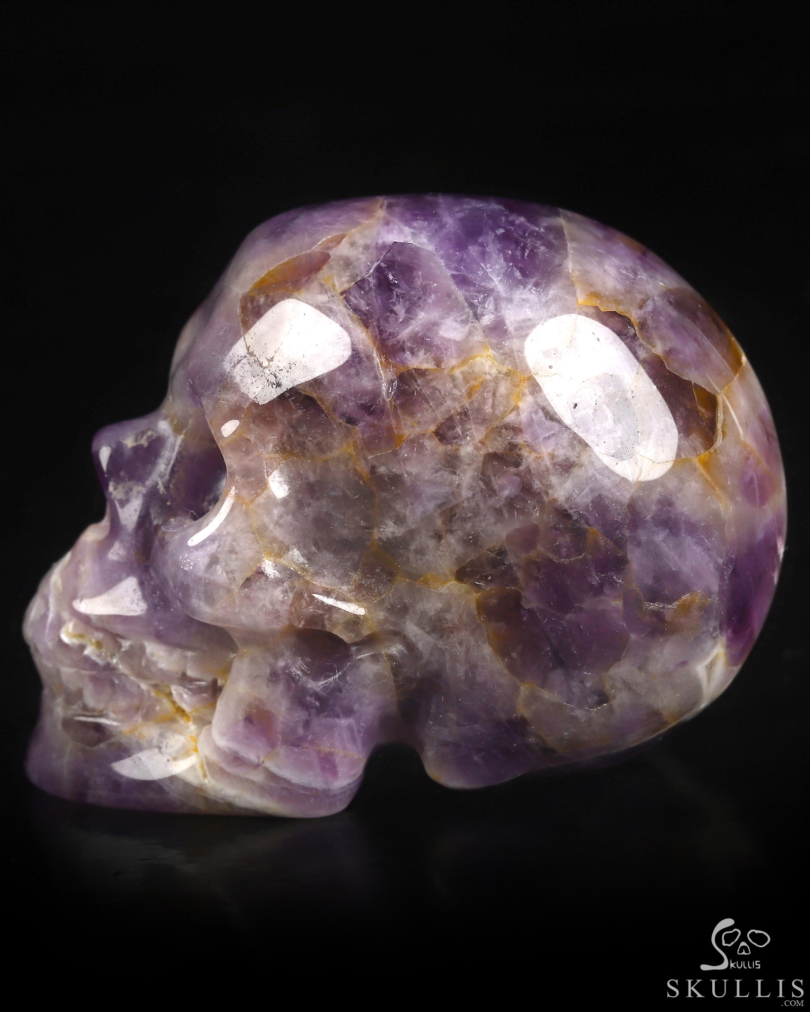 2.0" Dream Chevron Amethyst Hand Carved Crystal Skull, Realistic, Crystal Healing 2.0" Dream Chevron Amethyst Hand Carved Crystal Skull, Realistic, Crystal Healing