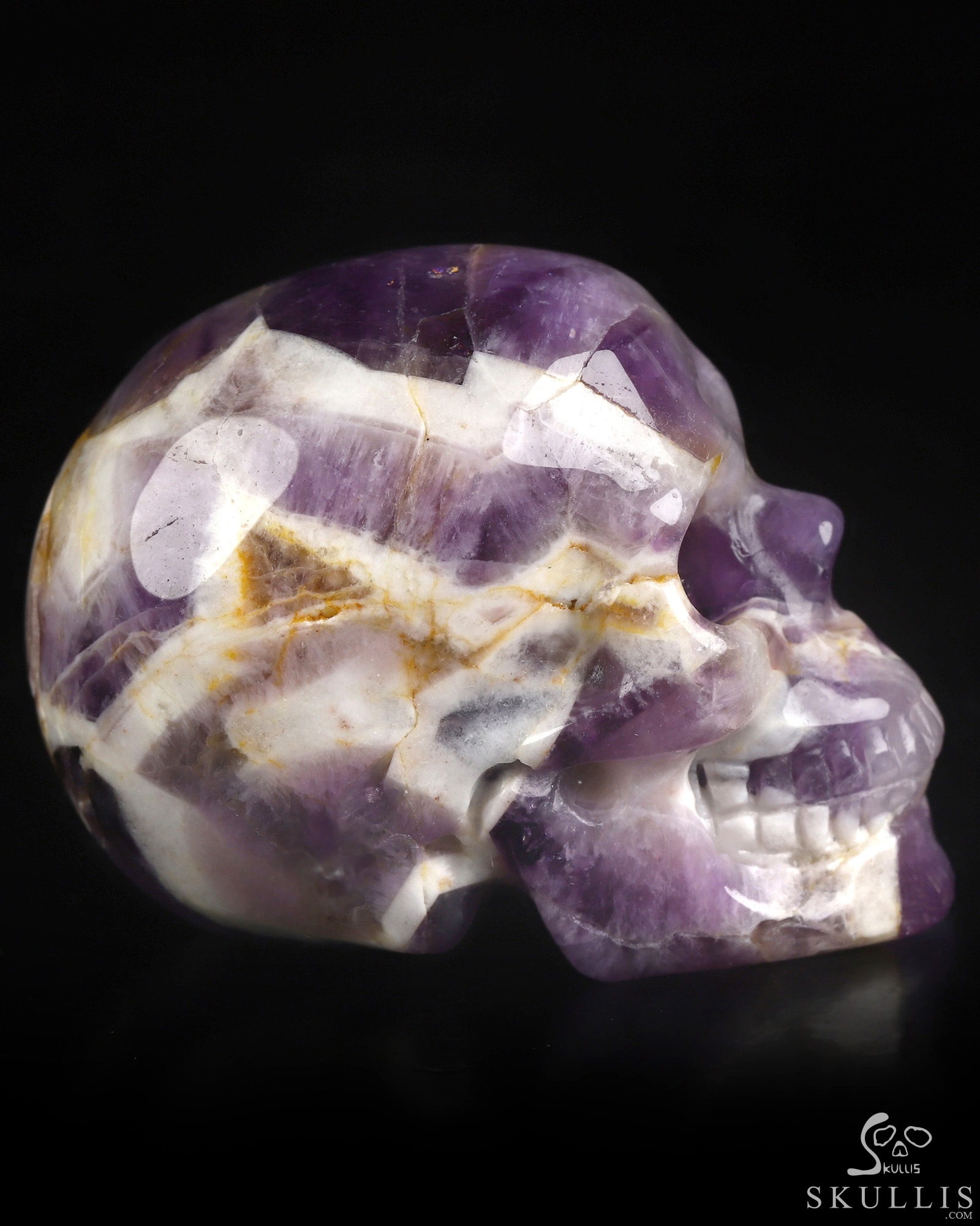 2.0" Dream Chevron Amethyst Hand Carved Crystal Skull, Realistic, Crystal Healing 2.0" Dream Chevron Amethyst Hand Carved Crystal Skull, Realistic, Crystal Healing