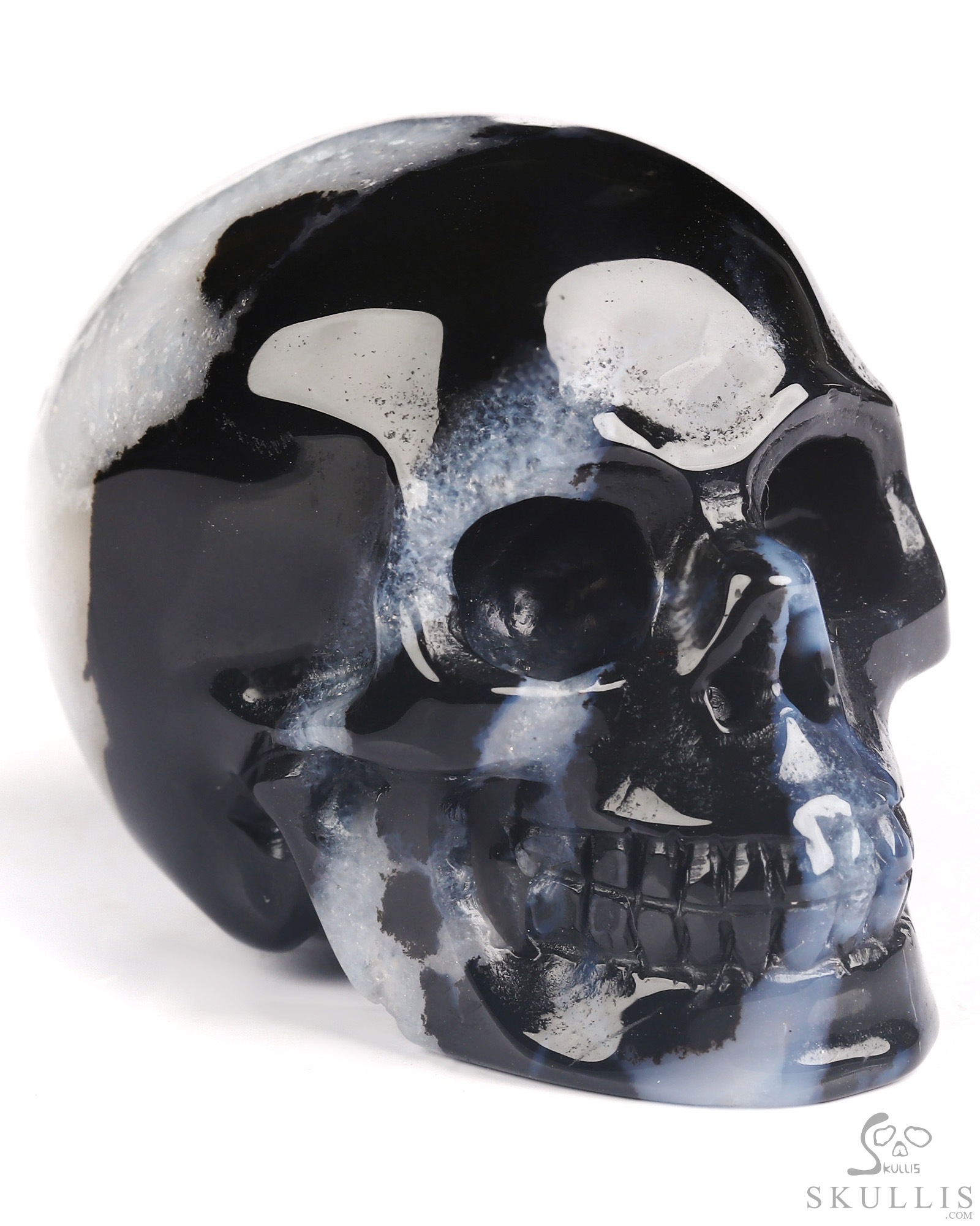 2.0" Black Zebra Agate Hand Carved Crystal Skull, Realistic, Crystal Healing 2.0" Black Zebra Agate Hand Carved Crystal Skull, Realistic, Crystal Healing