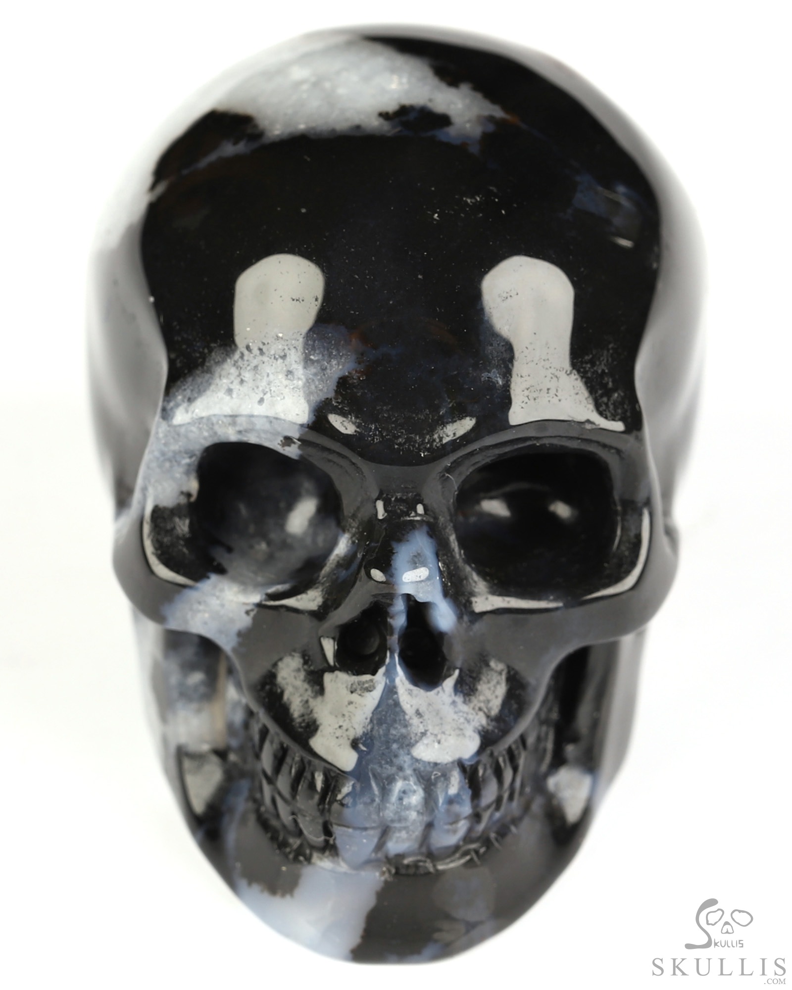 2.0" Black Zebra Agate Hand Carved Crystal Skull, Realistic, Crystal Healing 2.0" Black Zebra Agate Hand Carved Crystal Skull, Realistic, Crystal Healing