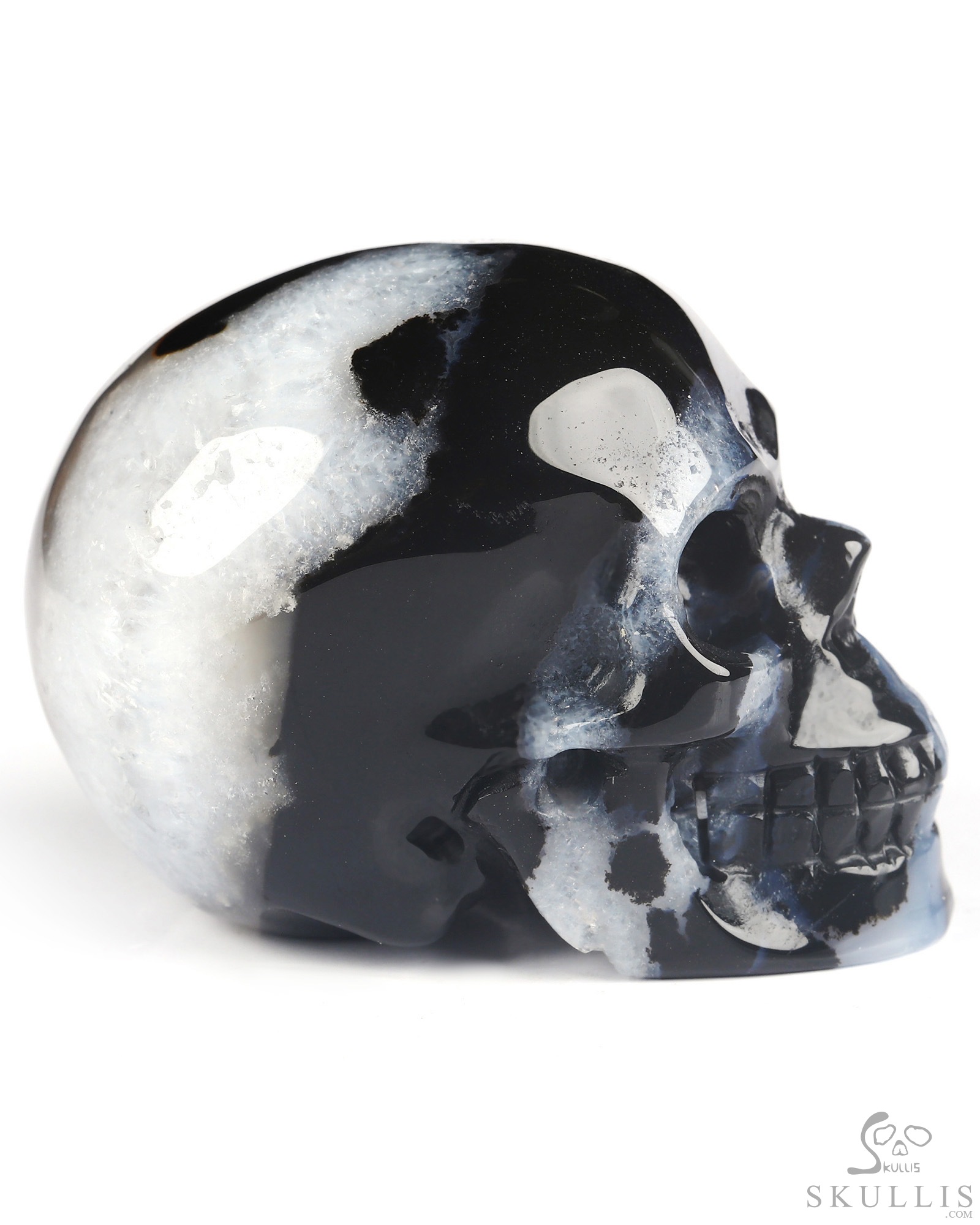 2.0" Black Zebra Agate Hand Carved Crystal Skull, Realistic, Crystal Healing 2.0" Black Zebra Agate Hand Carved Crystal Skull, Realistic, Crystal Healing