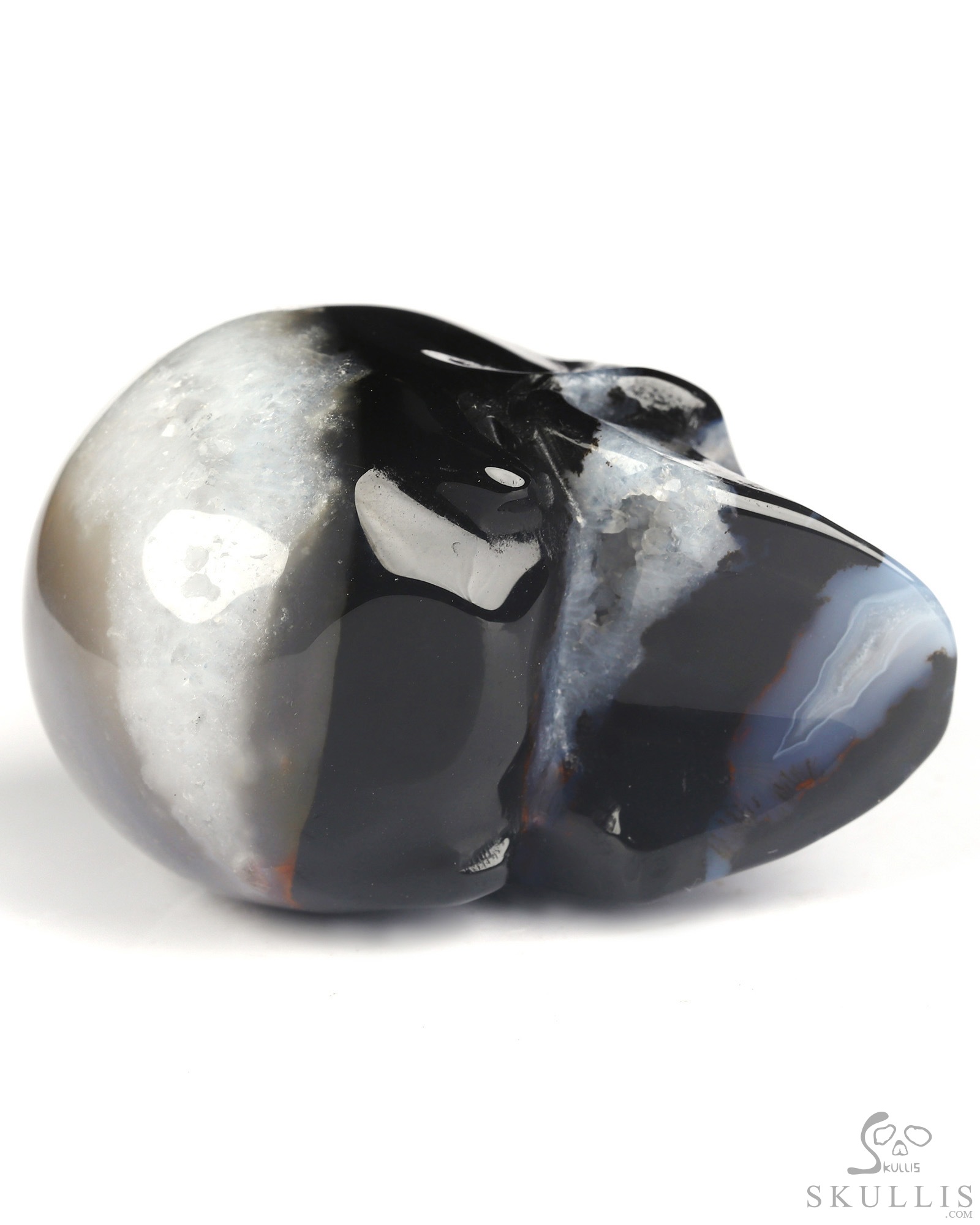 2.0" Black Zebra Agate Hand Carved Crystal Skull, Realistic, Crystal Healing 2.0" Black Zebra Agate Hand Carved Crystal Skull, Realistic, Crystal Healing
