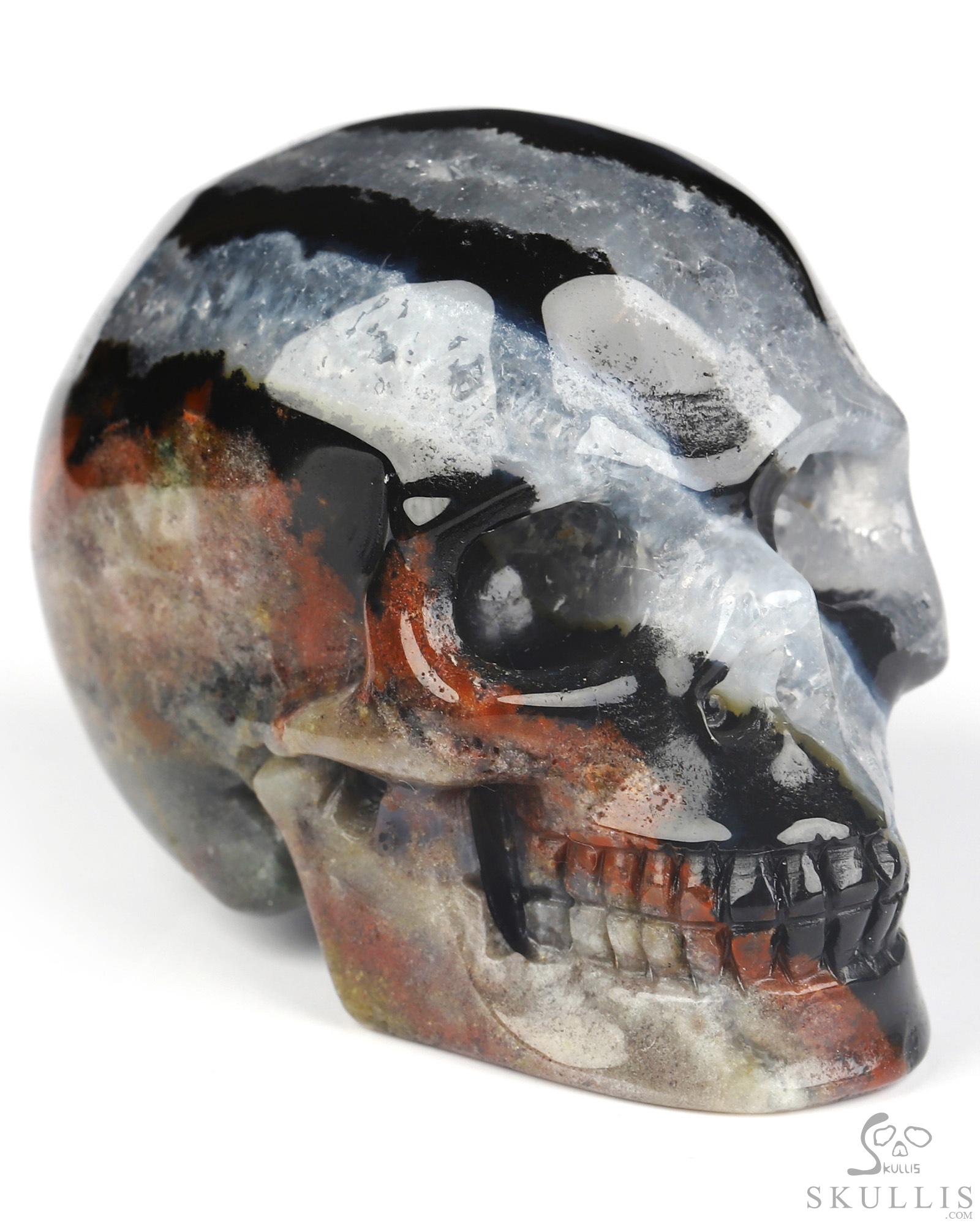 2.0" Black Zebra Agate Hand Carved Crystal Skull, Realistic, Crystal Healing 2.0" Black Zebra Agate Hand Carved Crystal Skull, Realistic, Crystal Healing