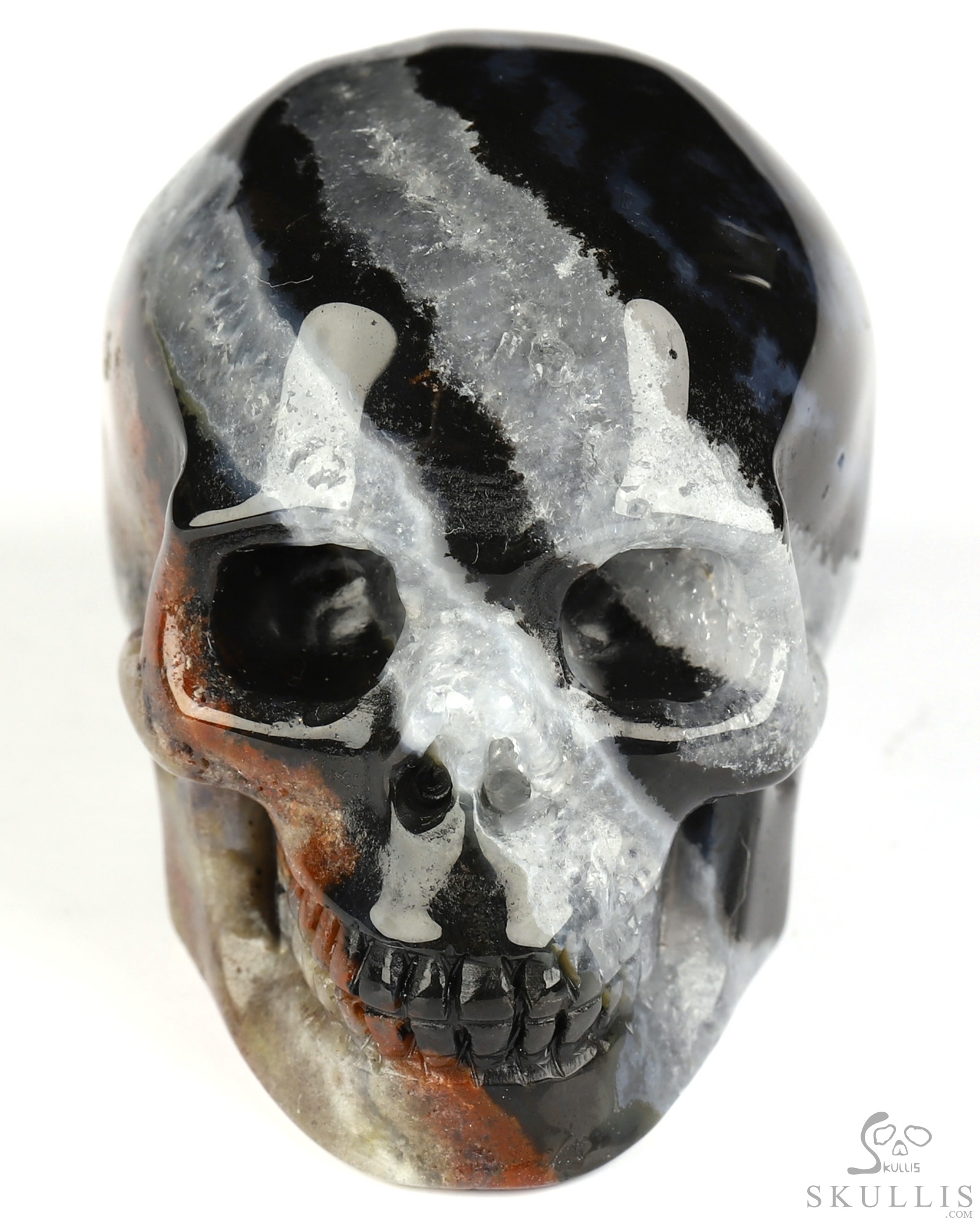 2.0" Black Zebra Agate Hand Carved Crystal Skull, Realistic, Crystal Healing 2.0" Black Zebra Agate Hand Carved Crystal Skull, Realistic, Crystal Healing
