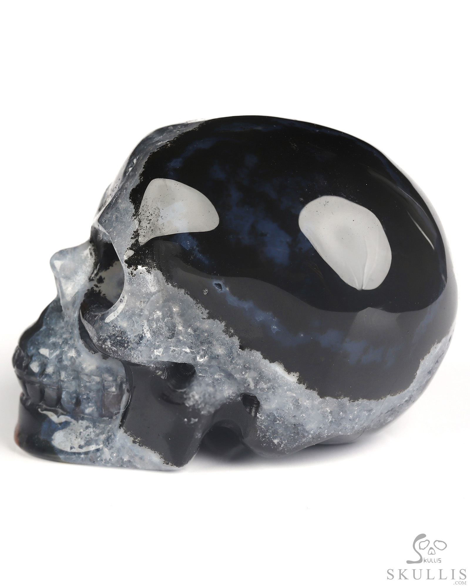 2.0" Black Zebra Agate Hand Carved Crystal Skull, Realistic, Crystal Healing 2.0" Black Zebra Agate Hand Carved Crystal Skull, Realistic, Crystal Healing