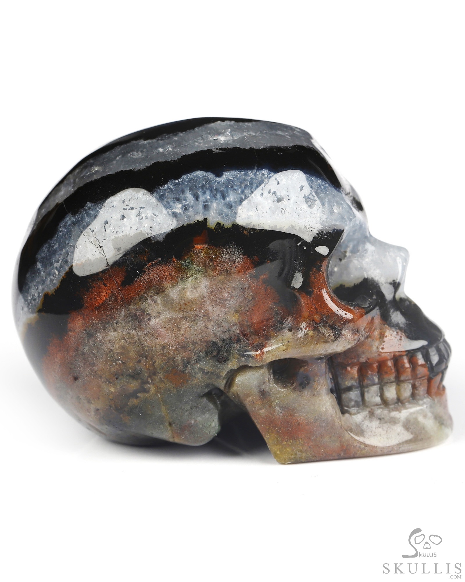 2.0" Black Zebra Agate Hand Carved Crystal Skull, Realistic, Crystal Healing 2.0" Black Zebra Agate Hand Carved Crystal Skull, Realistic, Crystal Healing