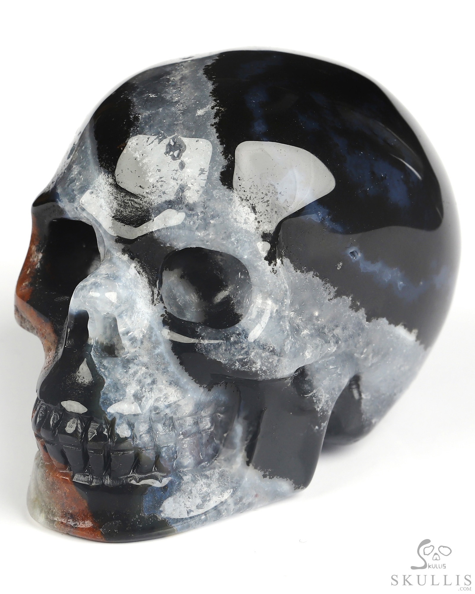 2.0" Black Zebra Agate Hand Carved Crystal Skull, Realistic, Crystal Healing 2.0" Black Zebra Agate Hand Carved Crystal Skull, Realistic, Crystal Healing