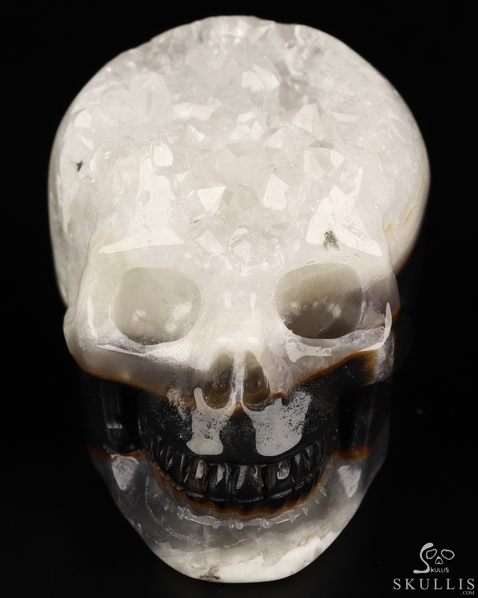2.0" Black Zebra Agate Geode Hand Carved Crystal Skull, Realistic, Crystal Healing 2.0" Black Zebra Agate Geode Hand Carved Crystal Skull, Realistic, Crystal Healing