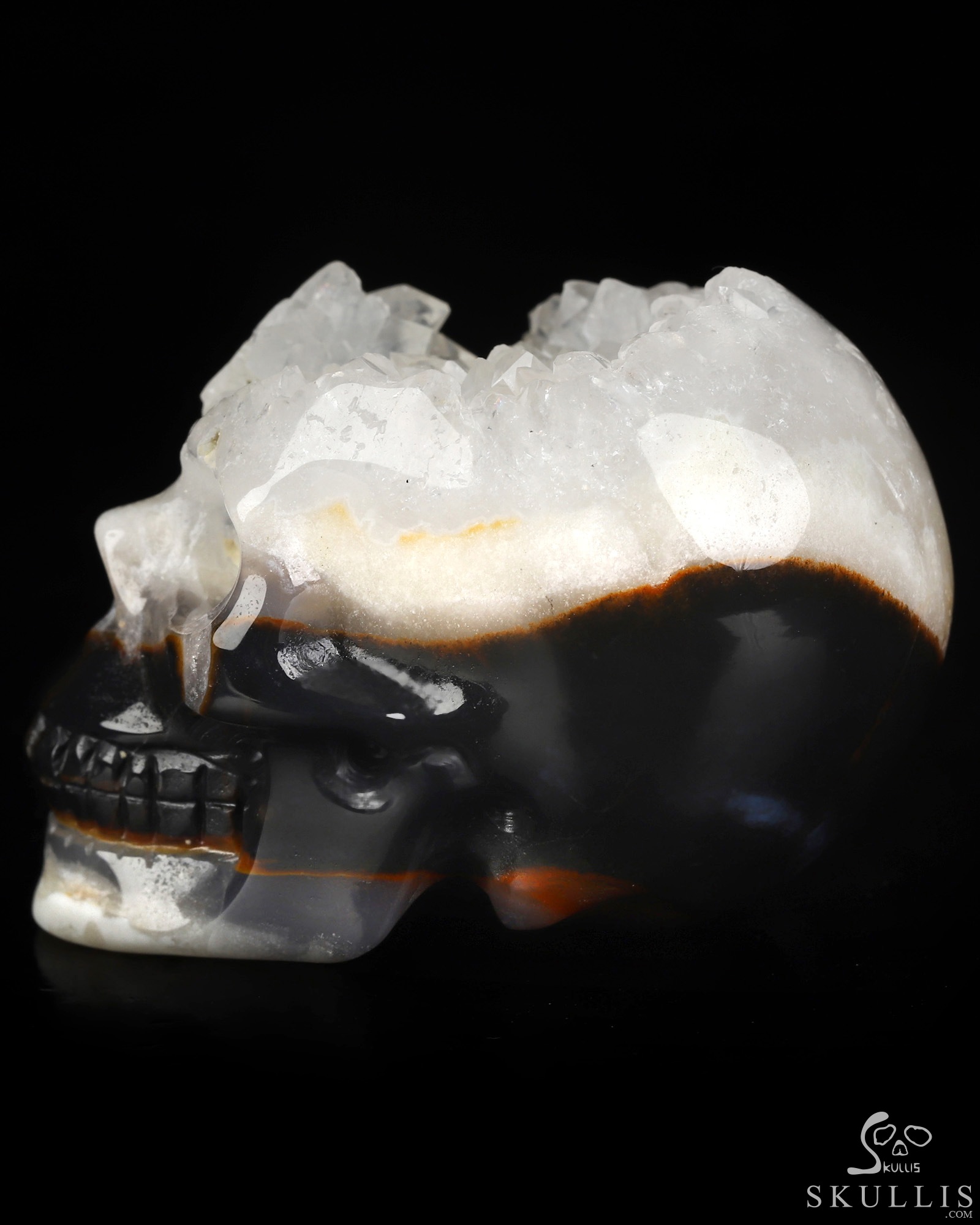 2.0" Black Zebra Agate Geode Hand Carved Crystal Skull, Realistic, Crystal Healing 2.0" Black Zebra Agate Geode Hand Carved Crystal Skull, Realistic, Crystal Healing
