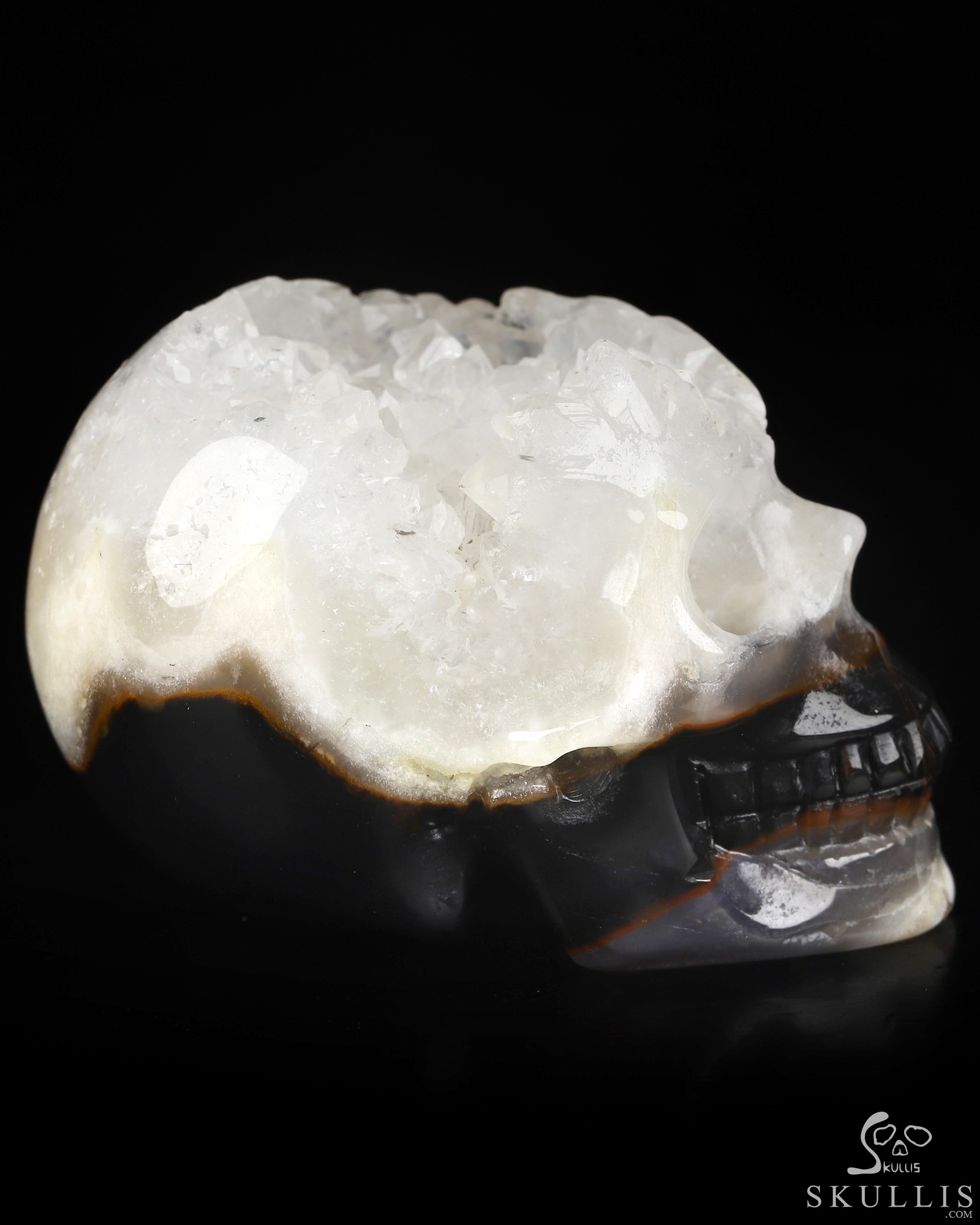 2.0" Black Zebra Agate Geode Hand Carved Crystal Skull, Realistic, Crystal Healing 2.0" Black Zebra Agate Geode Hand Carved Crystal Skull, Realistic, Crystal Healing