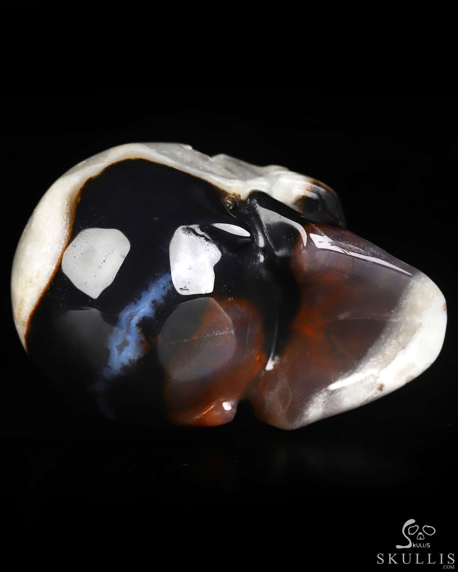 2.0" Black Zebra Agate Geode Hand Carved Crystal Skull, Realistic, Crystal Healing 2.0" Black Zebra Agate Geode Hand Carved Crystal Skull, Realistic, Crystal Healing