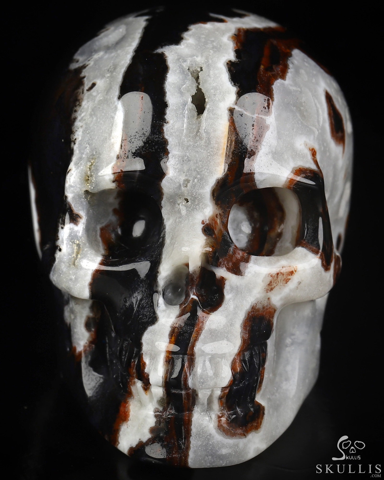 2.0" Black Zebra Agate Hand Carved Crystal Skull, Realistic, Crystal Healing 2.0" Black Zebra Agate Hand Carved Crystal Skull, Realistic, Crystal Healing