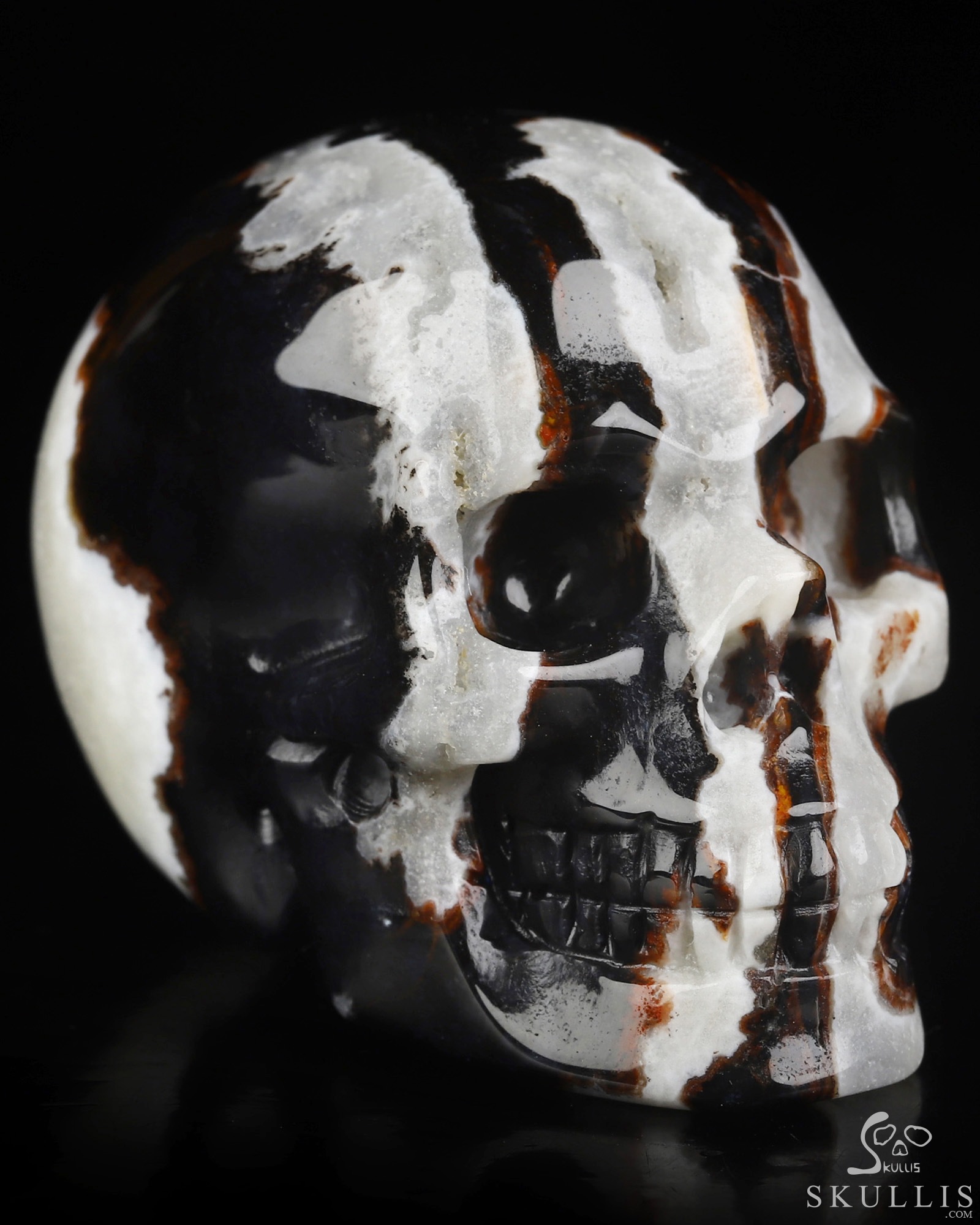 2.0" Black Zebra Agate Hand Carved Crystal Skull, Realistic, Crystal Healing 2.0" Black Zebra Agate Hand Carved Crystal Skull, Realistic, Crystal Healing