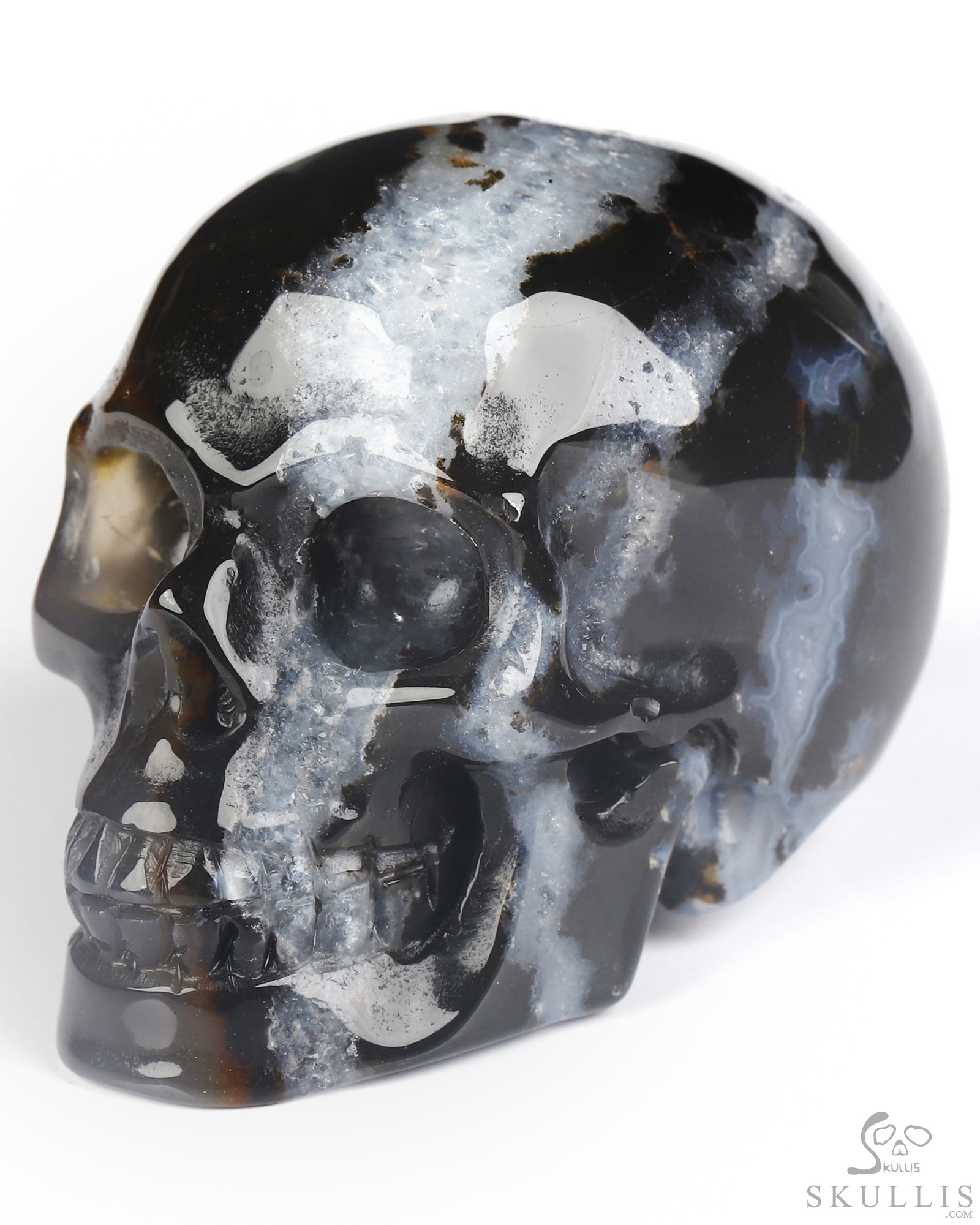 2.0" Black Zebra Agate Hand Carved Crystal Skull, Realistic, Crystal Healing 2.0" Black Zebra Agate Hand Carved Crystal Skull, Realistic, Crystal Healing