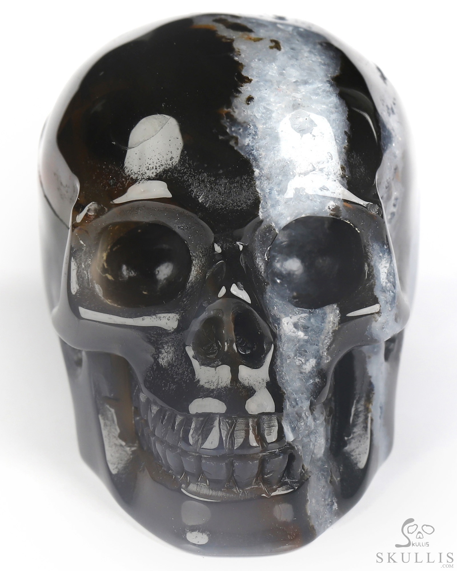 2.0" Black Zebra Agate Hand Carved Crystal Skull, Realistic, Crystal Healing 2.0" Black Zebra Agate Hand Carved Crystal Skull, Realistic, Crystal Healing