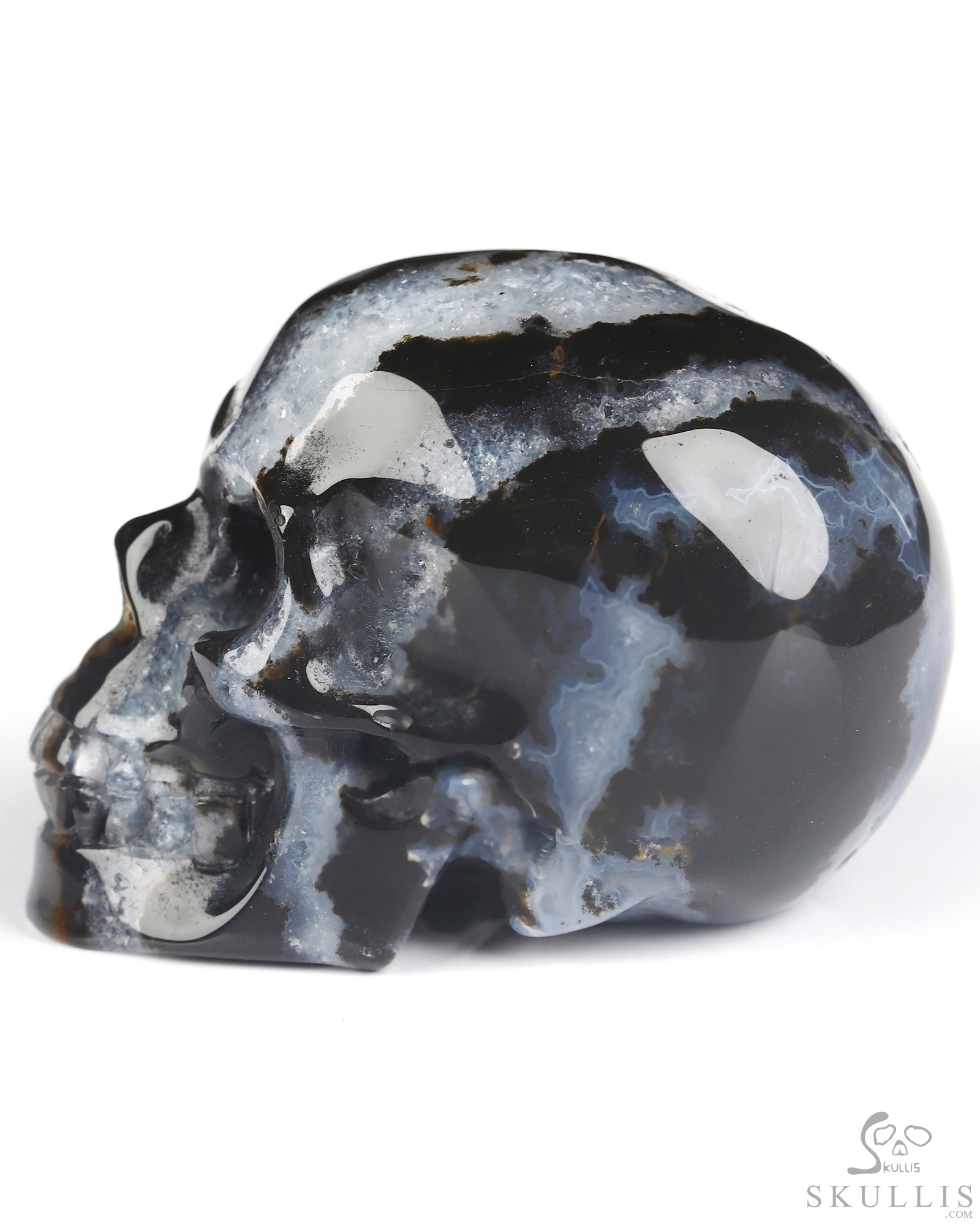 2.0" Black Zebra Agate Hand Carved Crystal Skull, Realistic, Crystal Healing 2.0" Black Zebra Agate Hand Carved Crystal Skull, Realistic, Crystal Healing