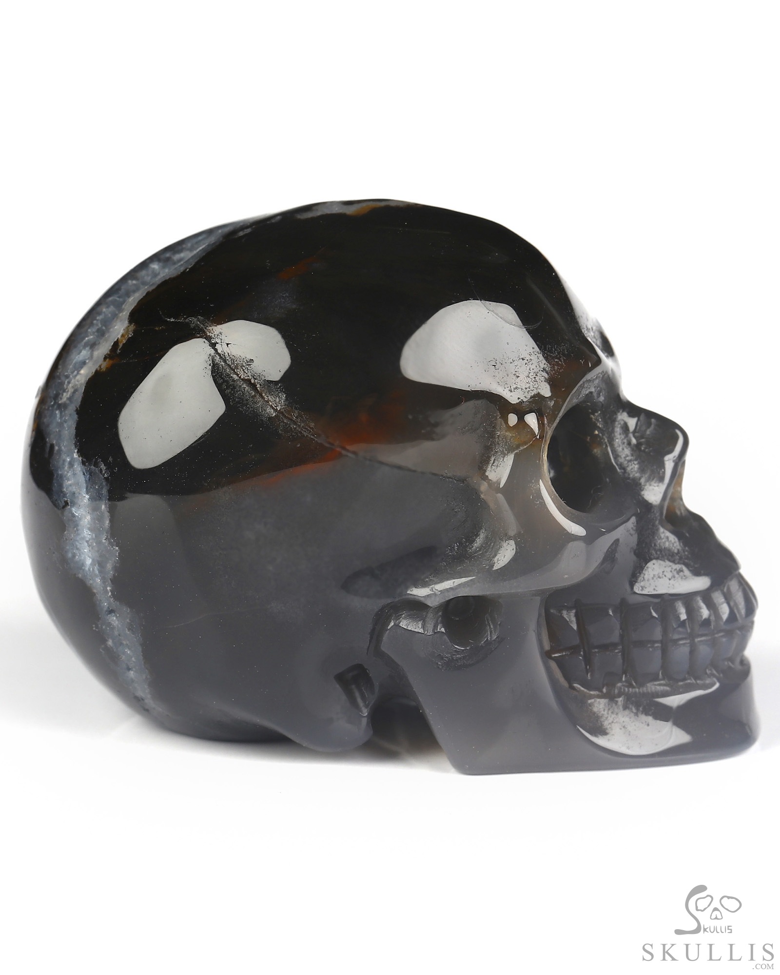 2.0" Black Zebra Agate Hand Carved Crystal Skull, Realistic, Crystal Healing 2.0" Black Zebra Agate Hand Carved Crystal Skull, Realistic, Crystal Healing