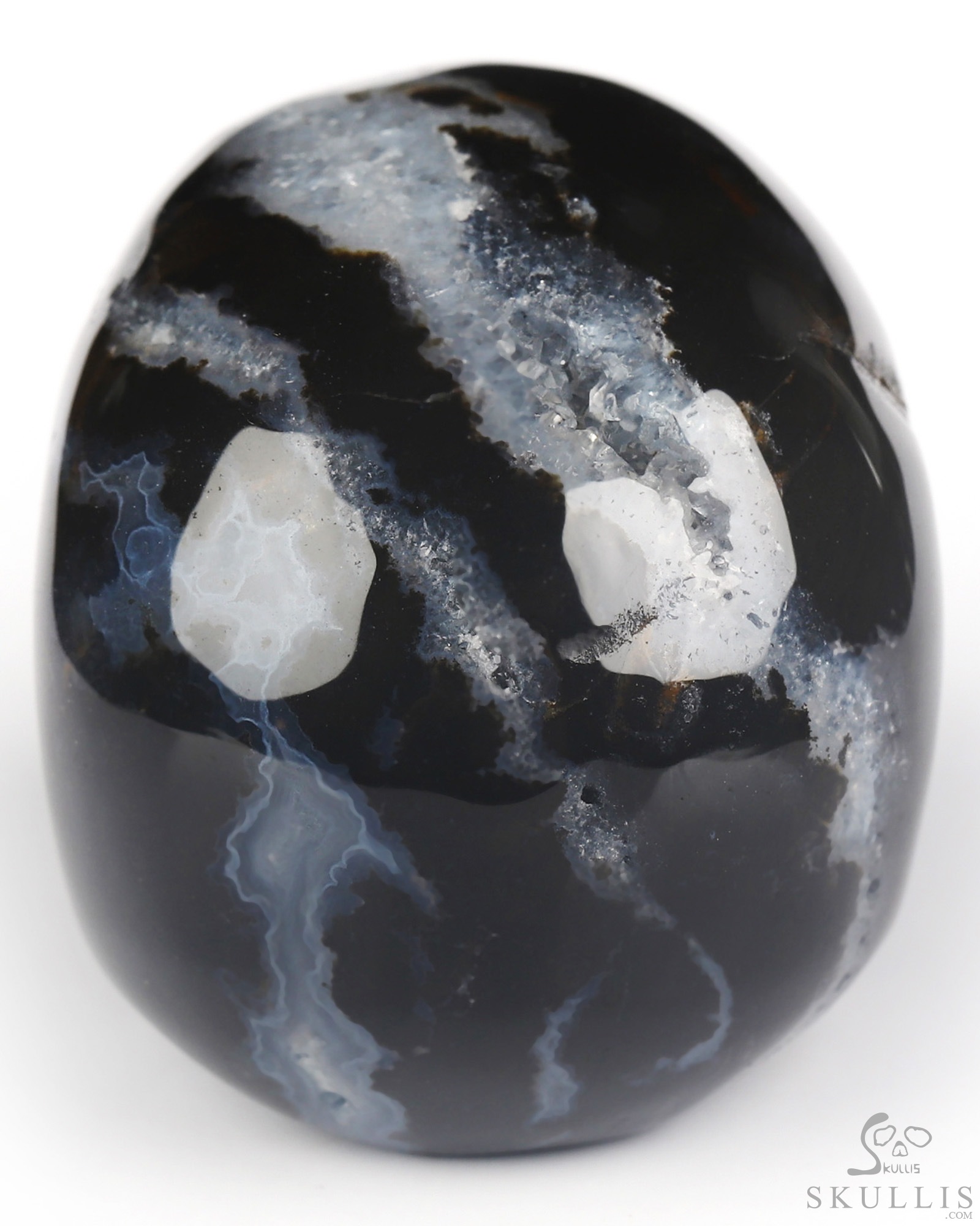 2.0" Black Zebra Agate Hand Carved Crystal Skull, Realistic, Crystal Healing 2.0" Black Zebra Agate Hand Carved Crystal Skull, Realistic, Crystal Healing