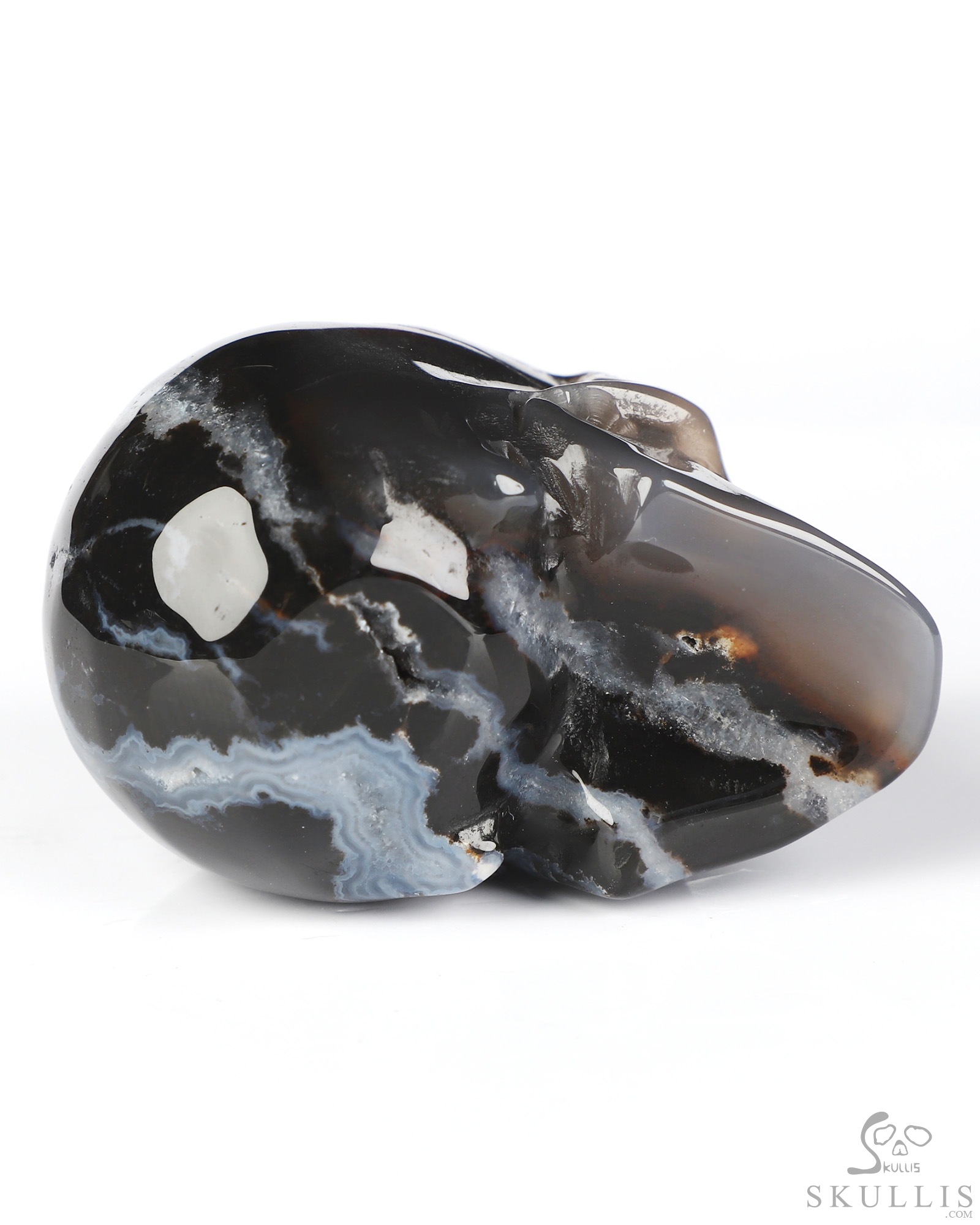 2.0" Black Zebra Agate Hand Carved Crystal Skull, Realistic, Crystal Healing 2.0" Black Zebra Agate Hand Carved Crystal Skull, Realistic, Crystal Healing