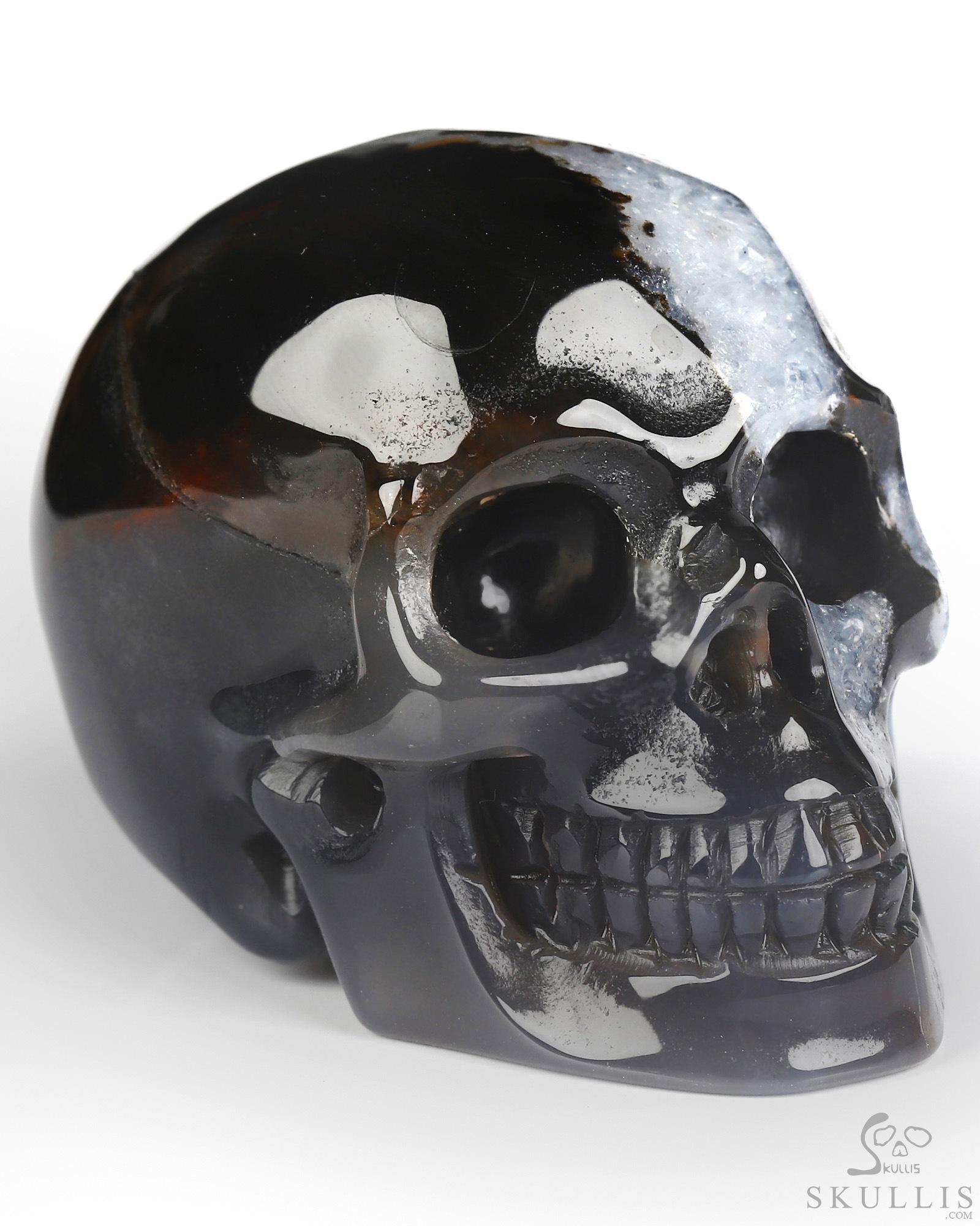 2.0" Black Zebra Agate Hand Carved Crystal Skull, Realistic, Crystal Healing 2.0" Black Zebra Agate Hand Carved Crystal Skull, Realistic, Crystal Healing