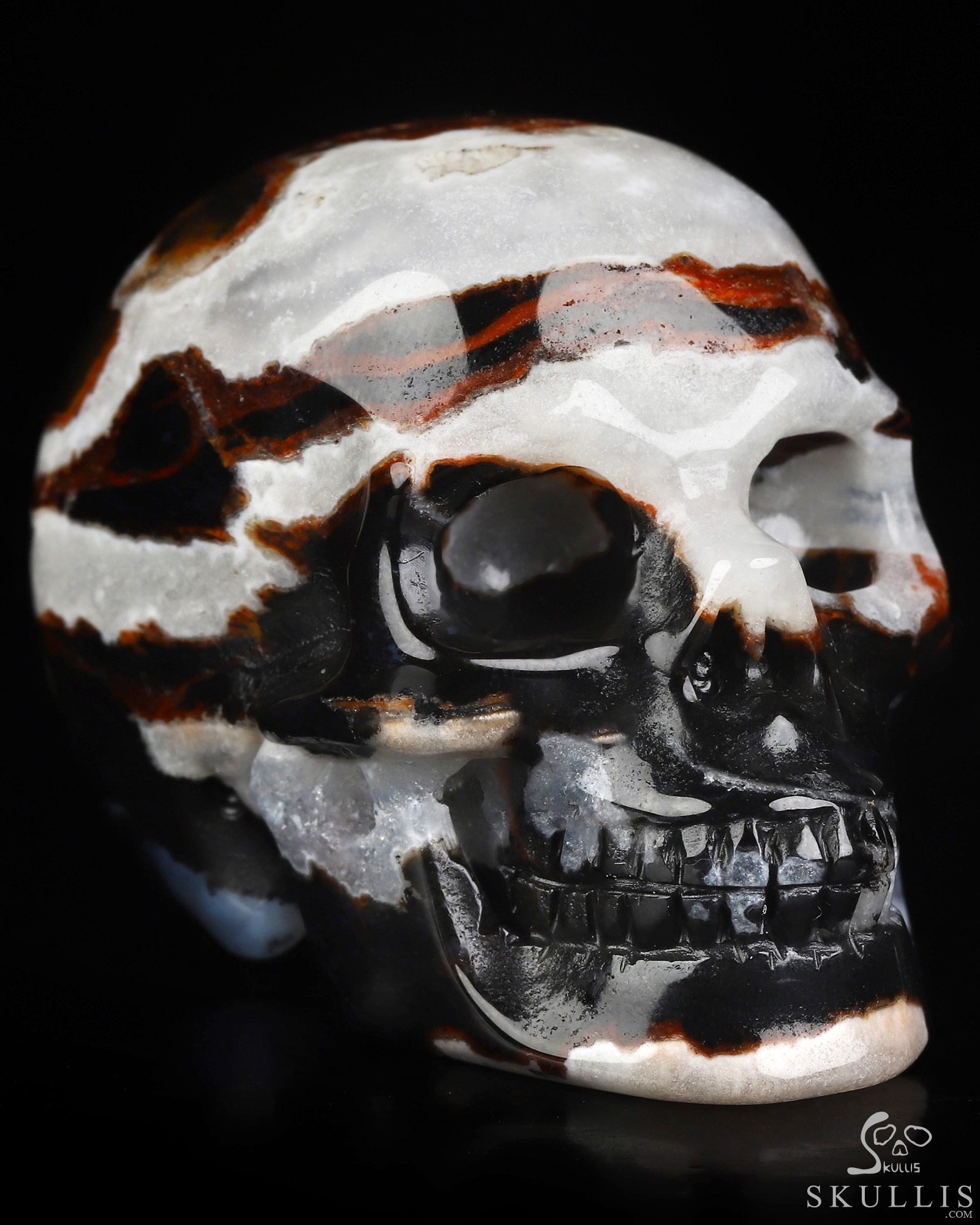2.0" Black Zebra Agate Hand Carved Crystal Skull, Realistic, Crystal Healing 2.0" Black Zebra Agate Hand Carved Crystal Skull, Realistic, Crystal Healing